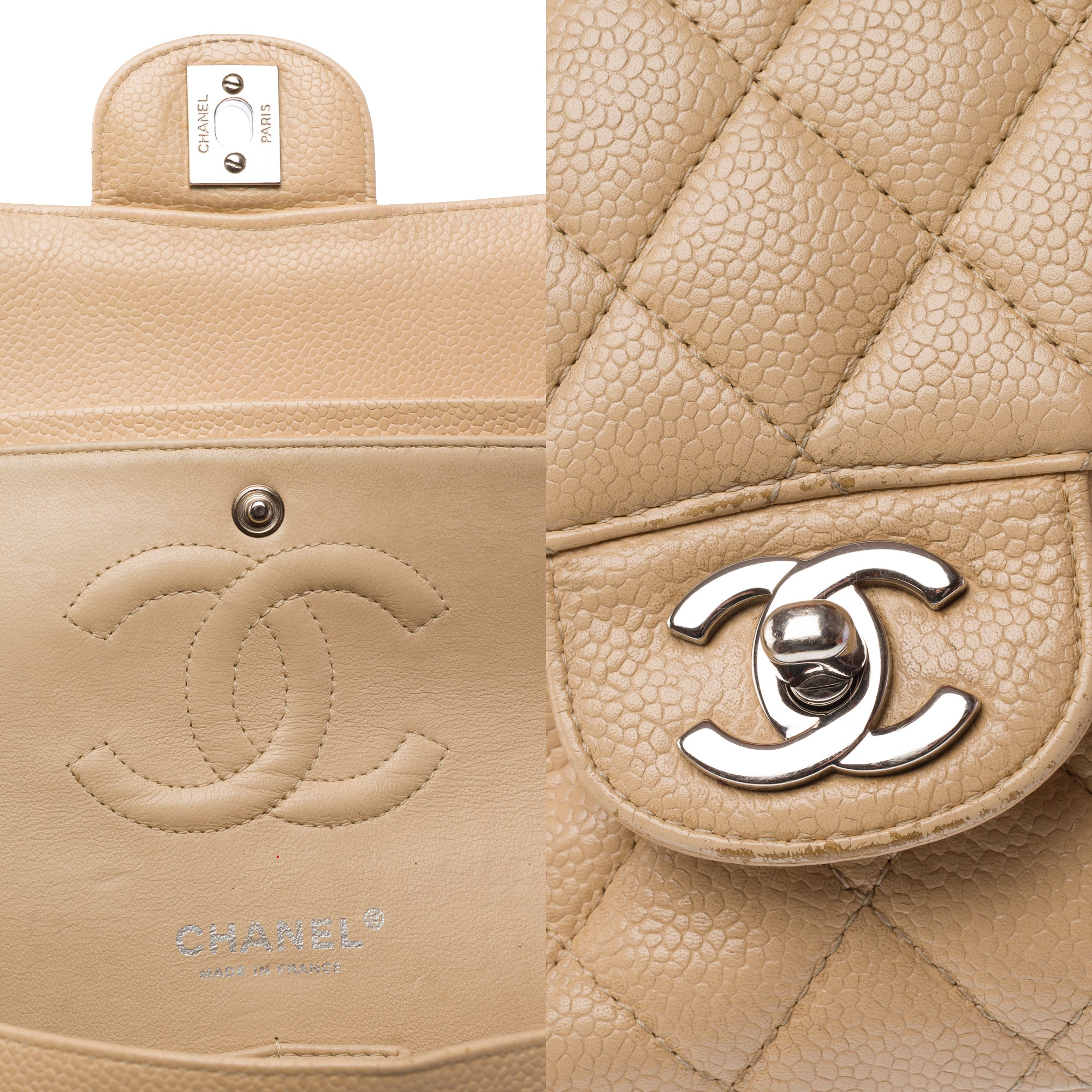 Sac CHANEL Timeless/Classique en Cuir Beige - 103360