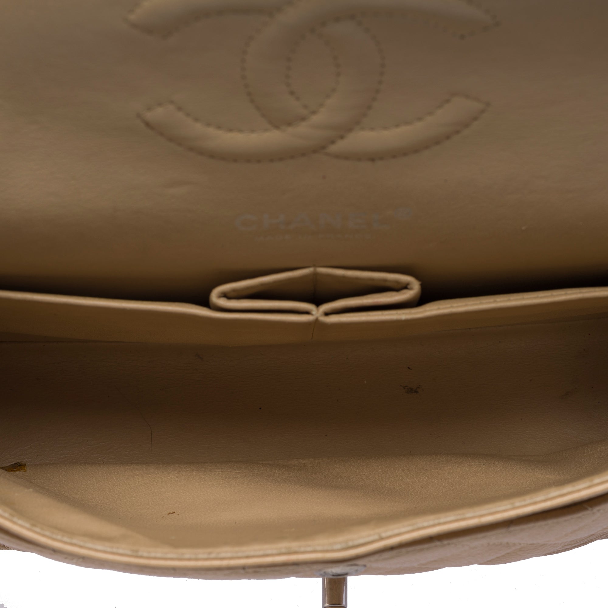 Sac CHANEL Timeless/Classique en Cuir Beige - 103360