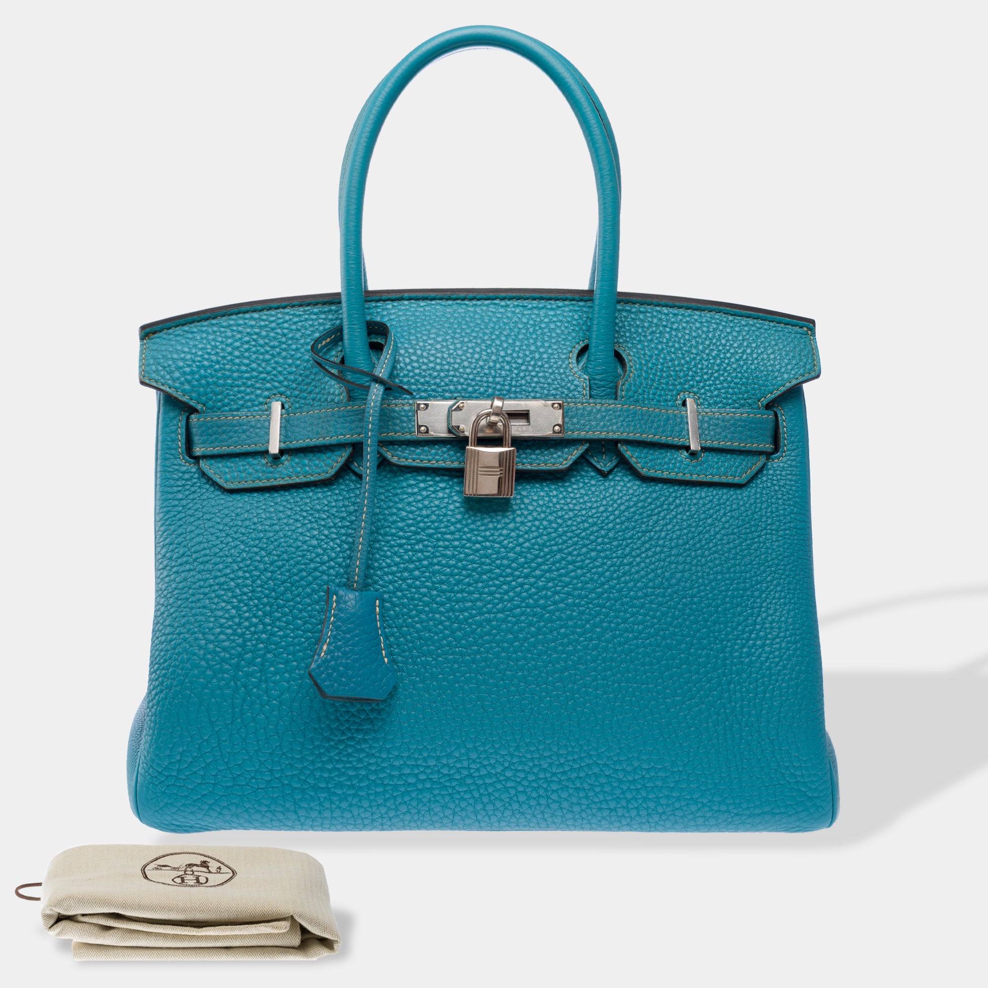 Sac HERMES Birkin 30 en Cuir Bleu - 103371