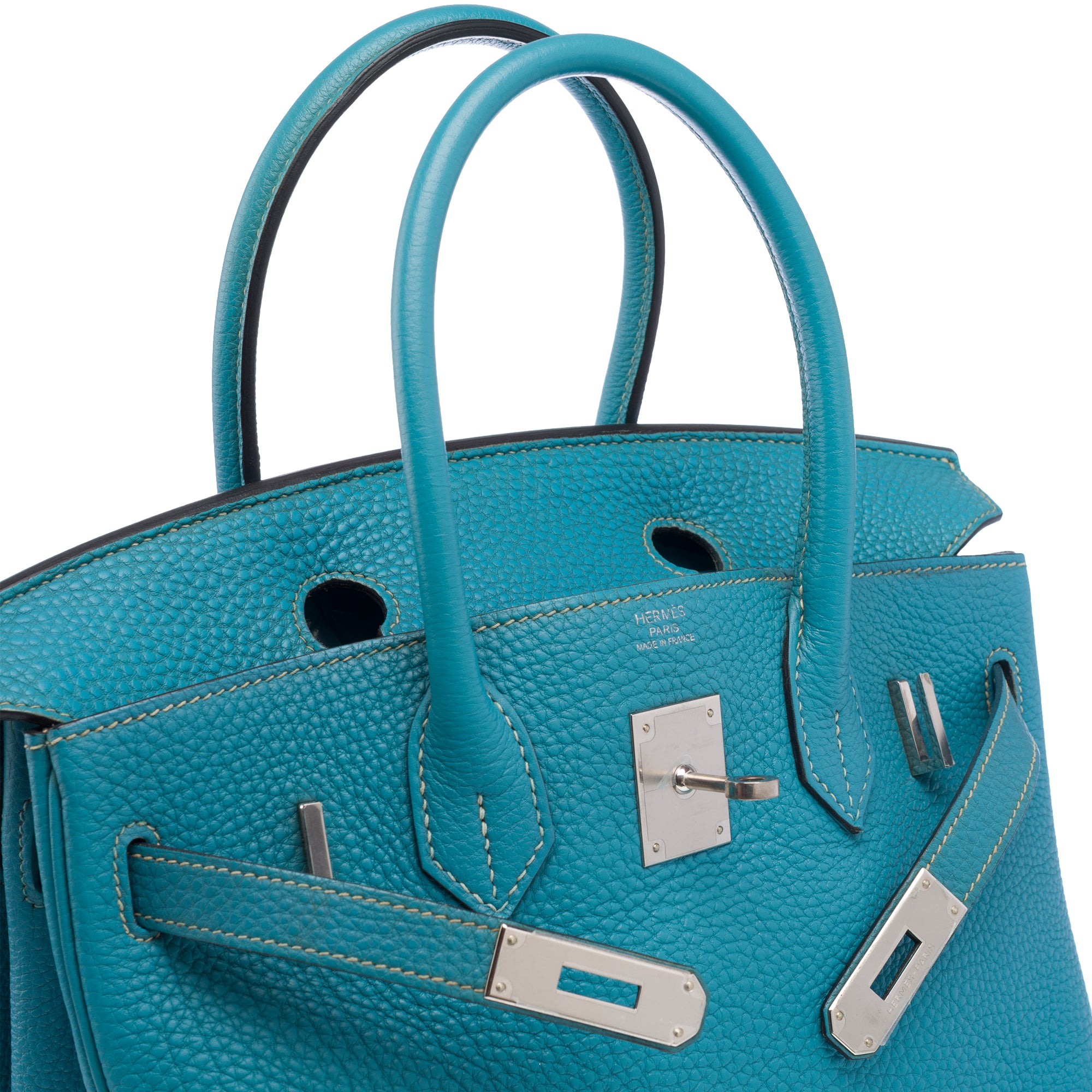 Sac HERMES Birkin 30 en Cuir Bleu - 103371