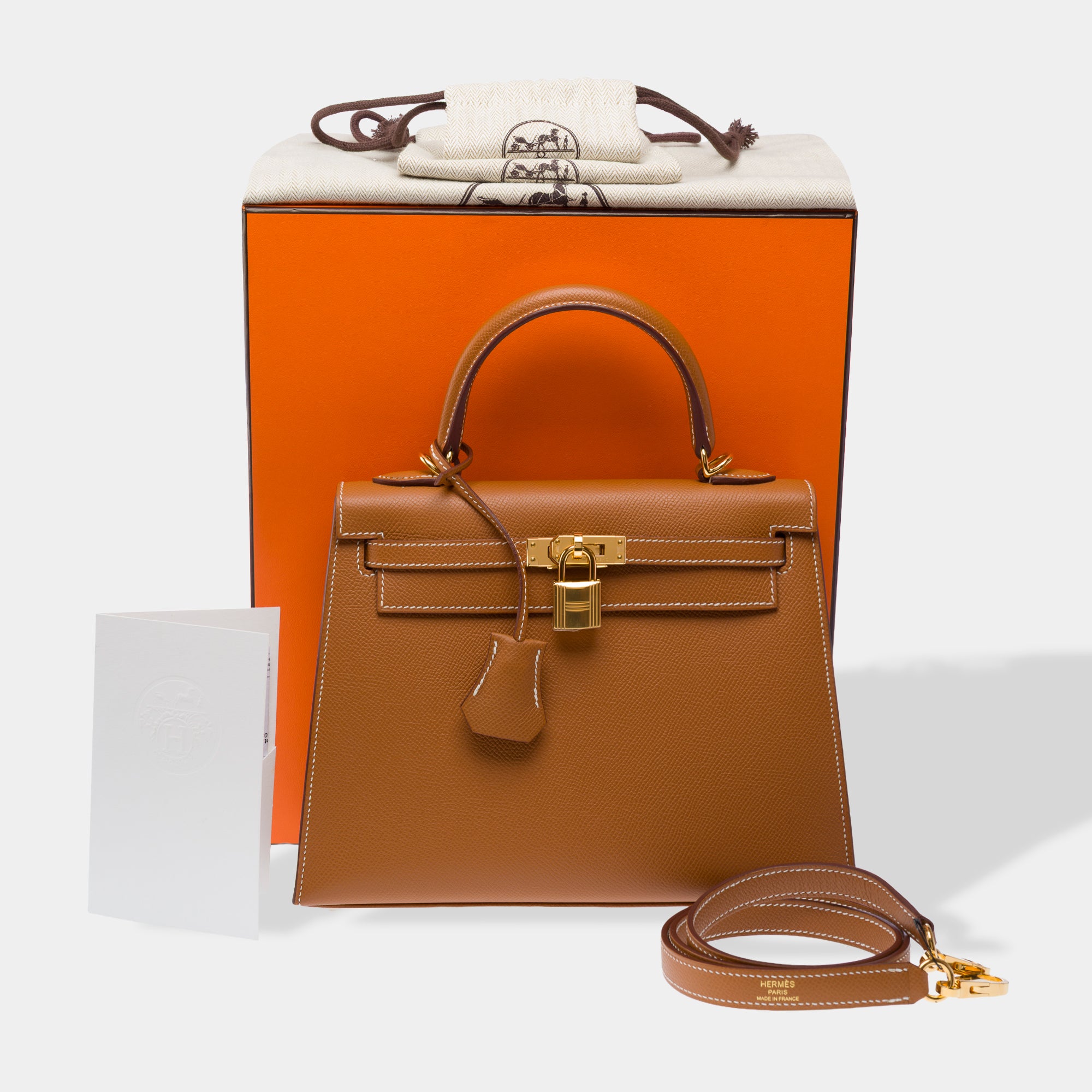 Sac HERMES Kelly 25 en Cuir Doré - 103373