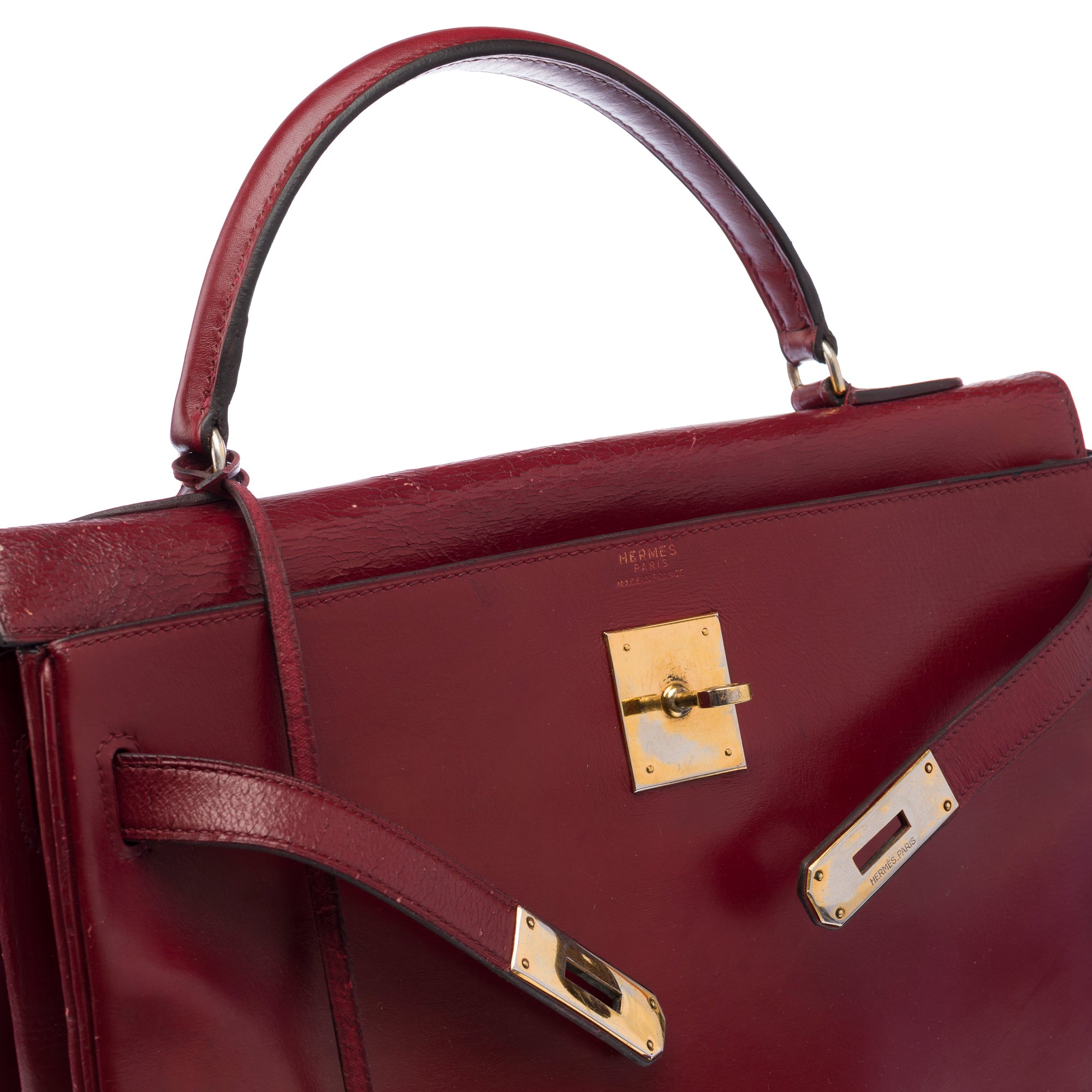 Sac HERMES Kelly 32 en Cuir Bordeaux - 103406