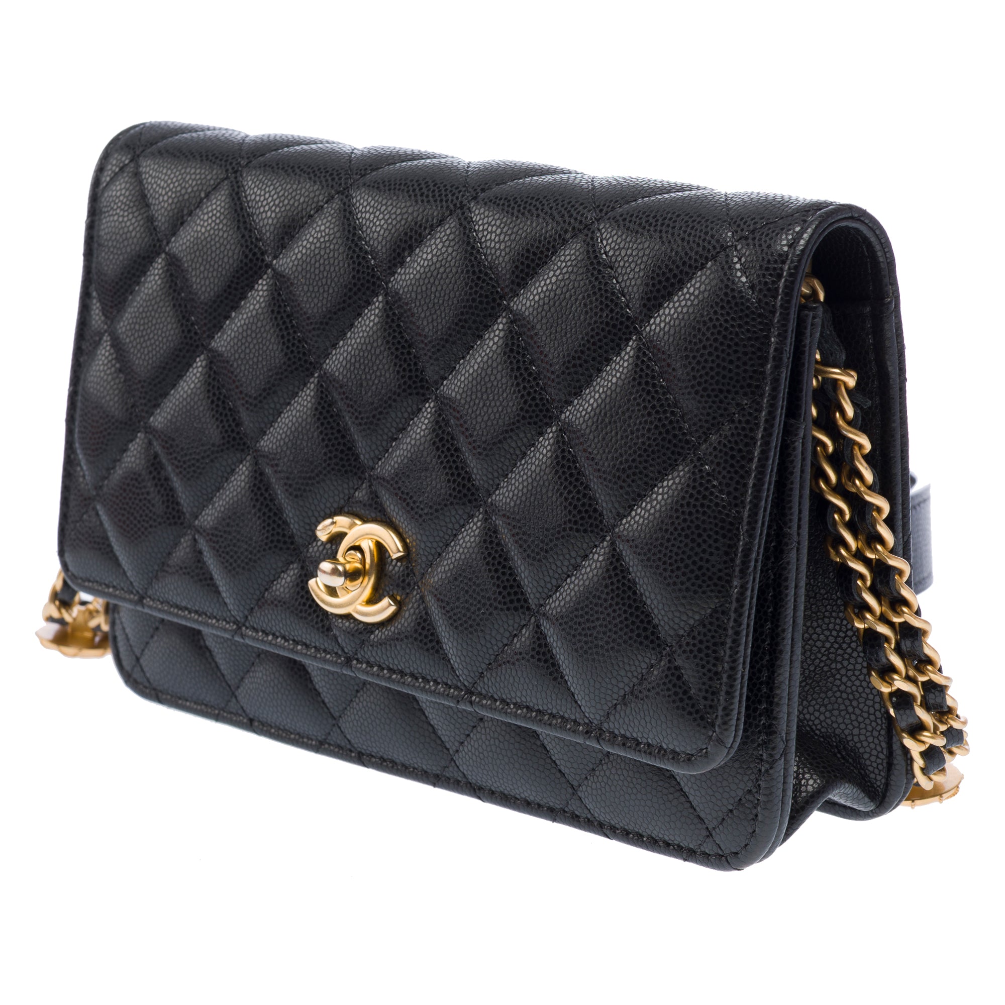 Sac CHANEL Wallet on Chain en Cuir Noir - 103397