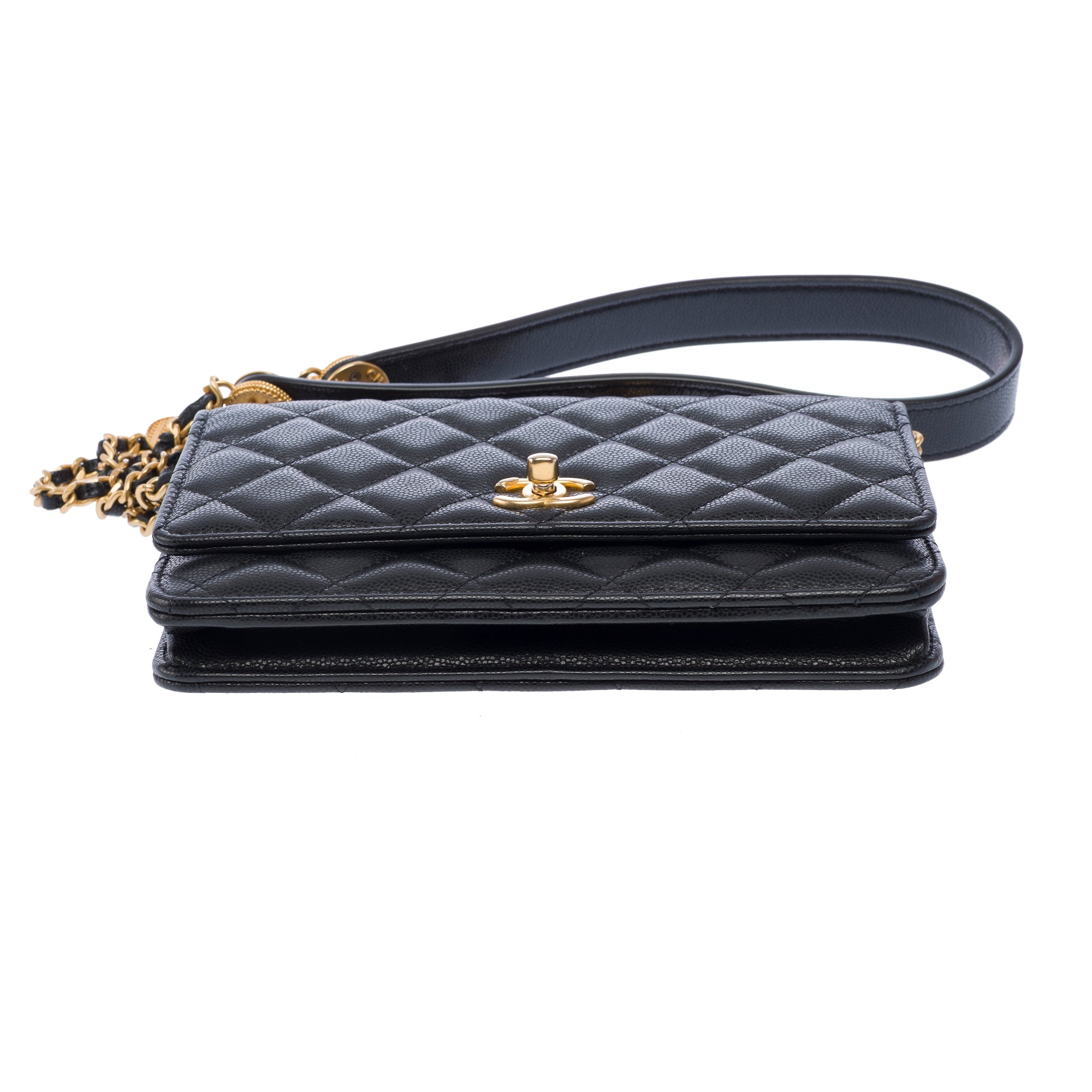 Sac CHANEL Wallet on Chain en Cuir Noir - 103397