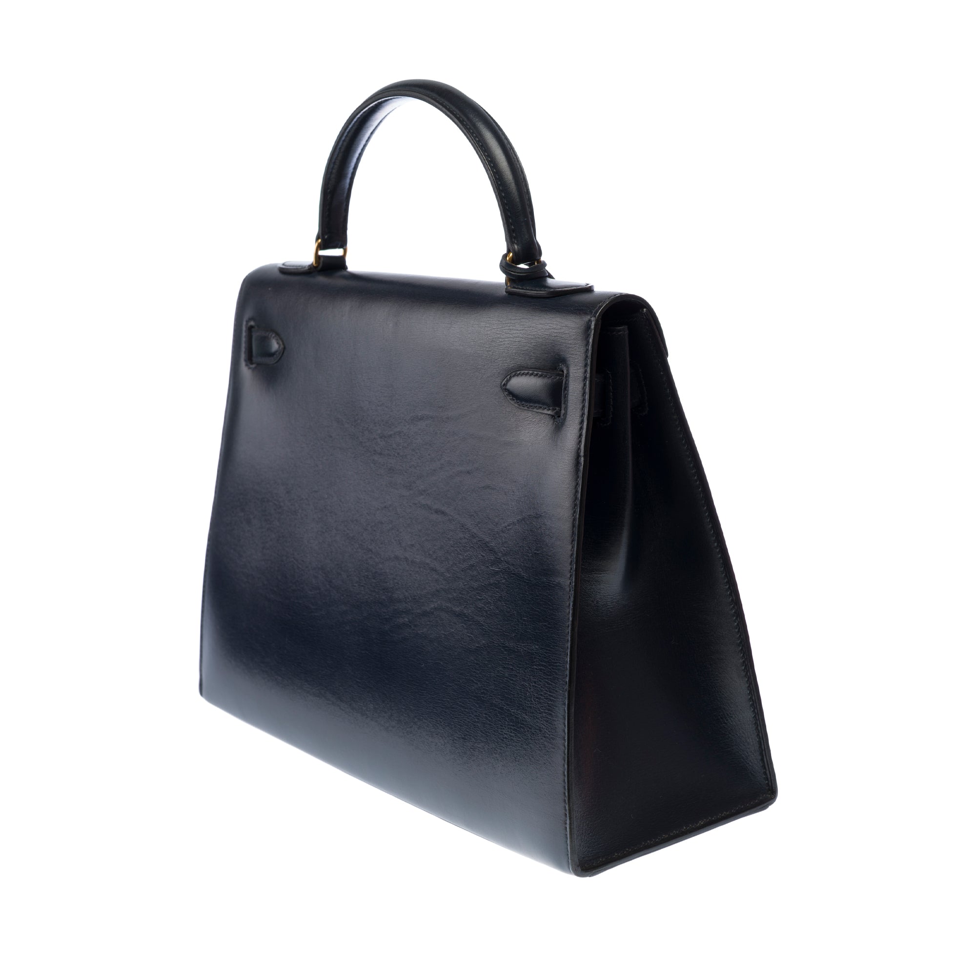 Sac HERMES Kelly 32 en Cuir Bleu Marine - 103411