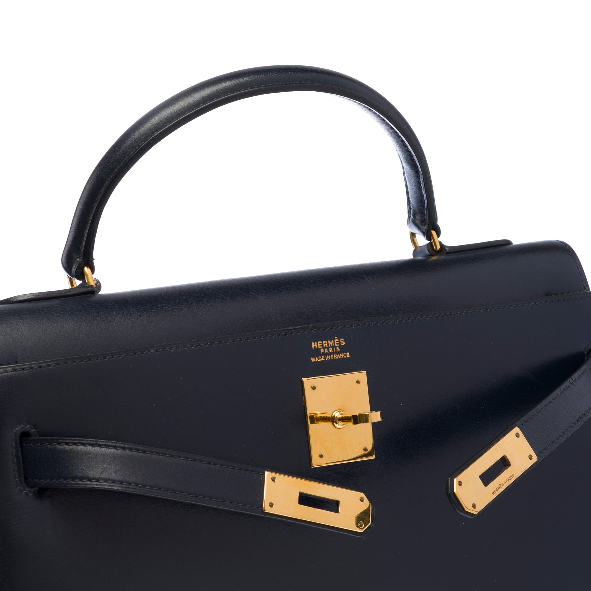 Sac HERMES Kelly 32 en Cuir Bleu Marine - 103411
