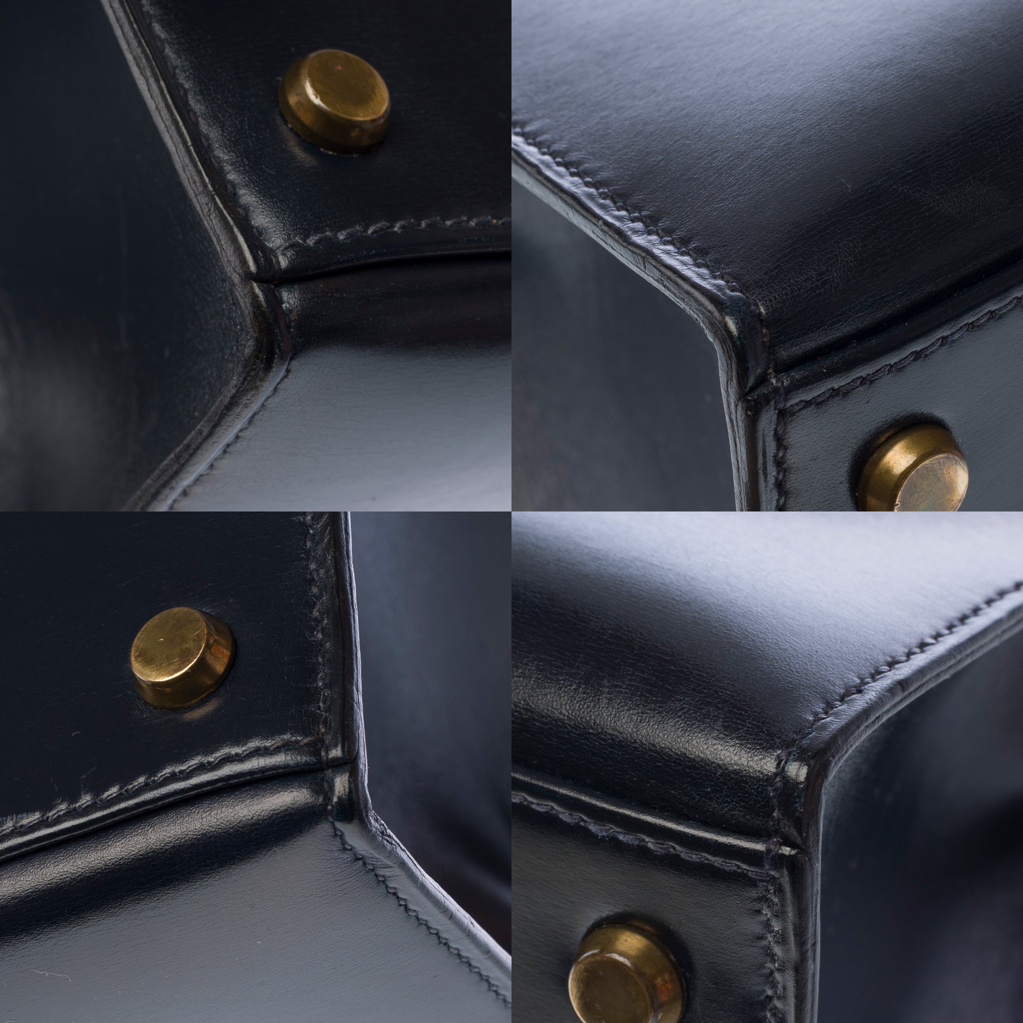 Sac HERMES Kelly 32 en Cuir Bleu Marine - 103411