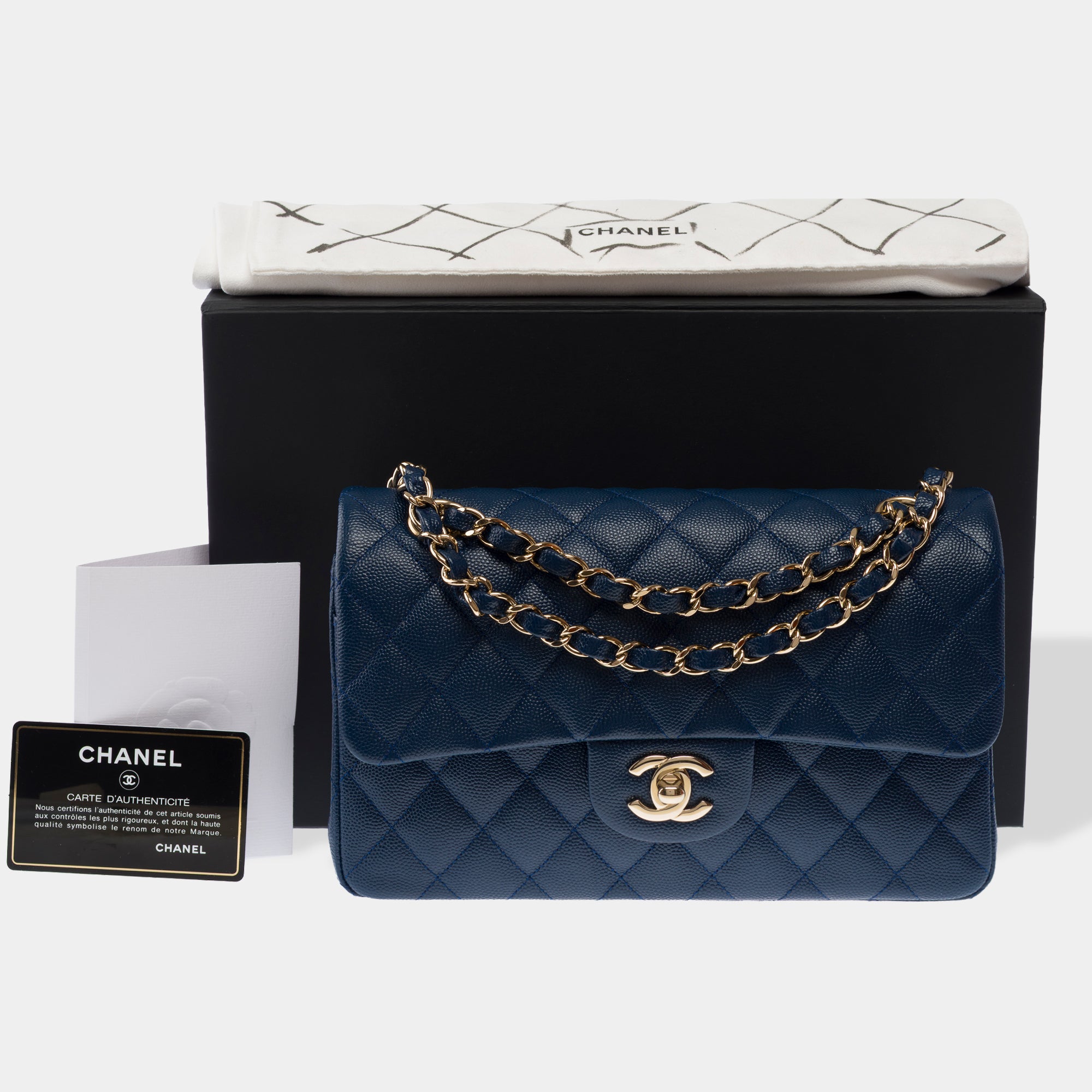 Sac CHANEL Timeless/Classique en Cuir Bleu Marine - 103424