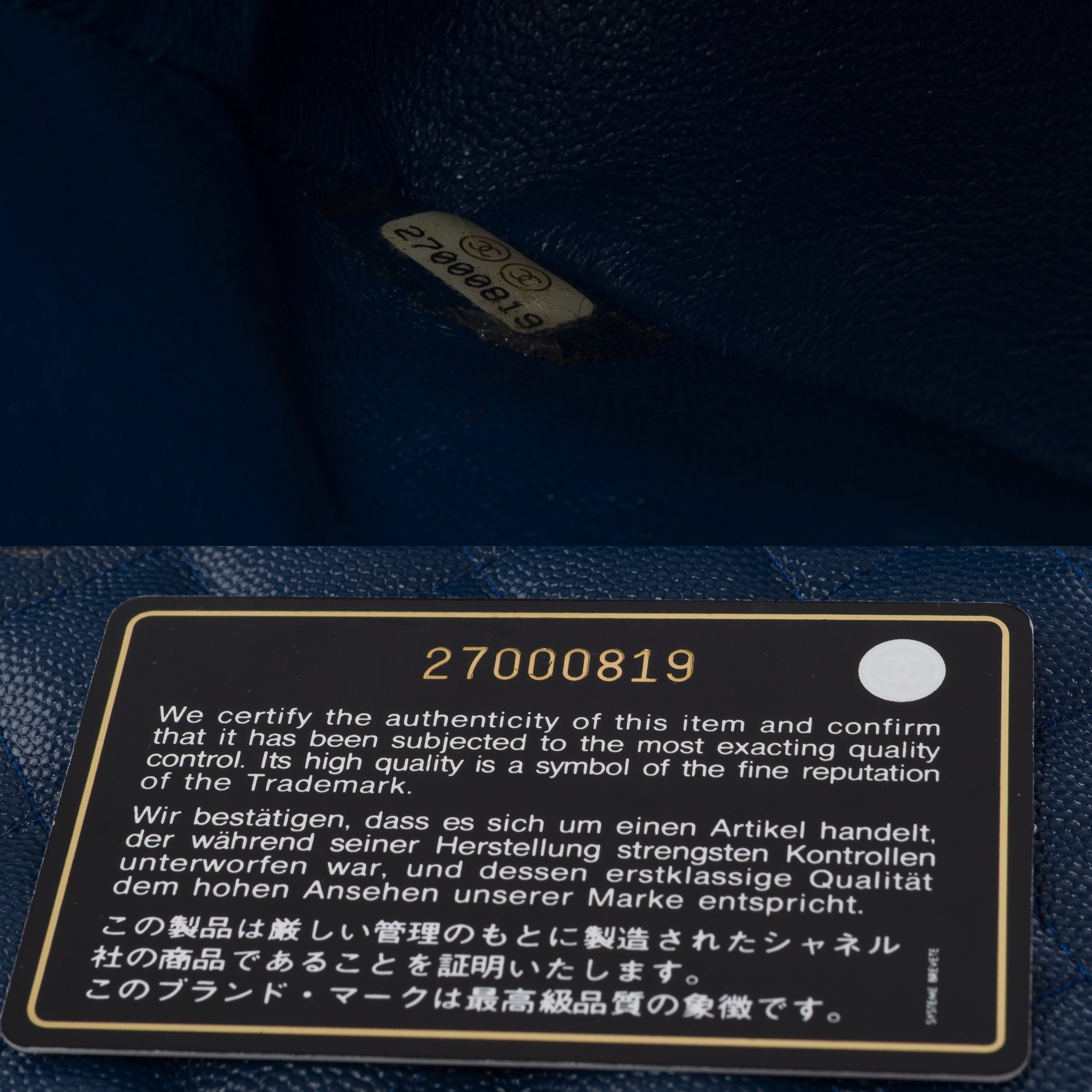 Sac CHANEL Timeless/Classique en Cuir Bleu Marine - 103424