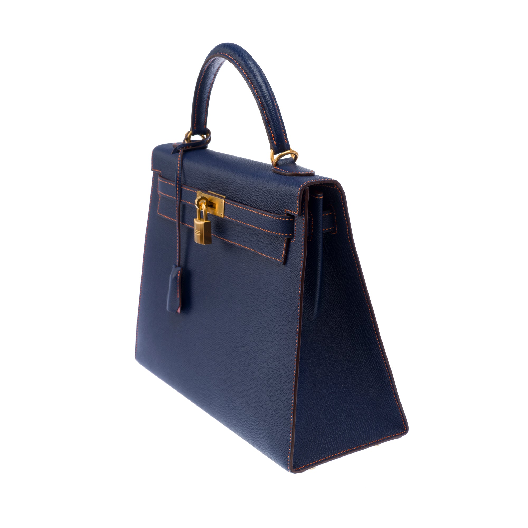 Sac HERMES Kelly 32 en Cuir Bleu - 103430