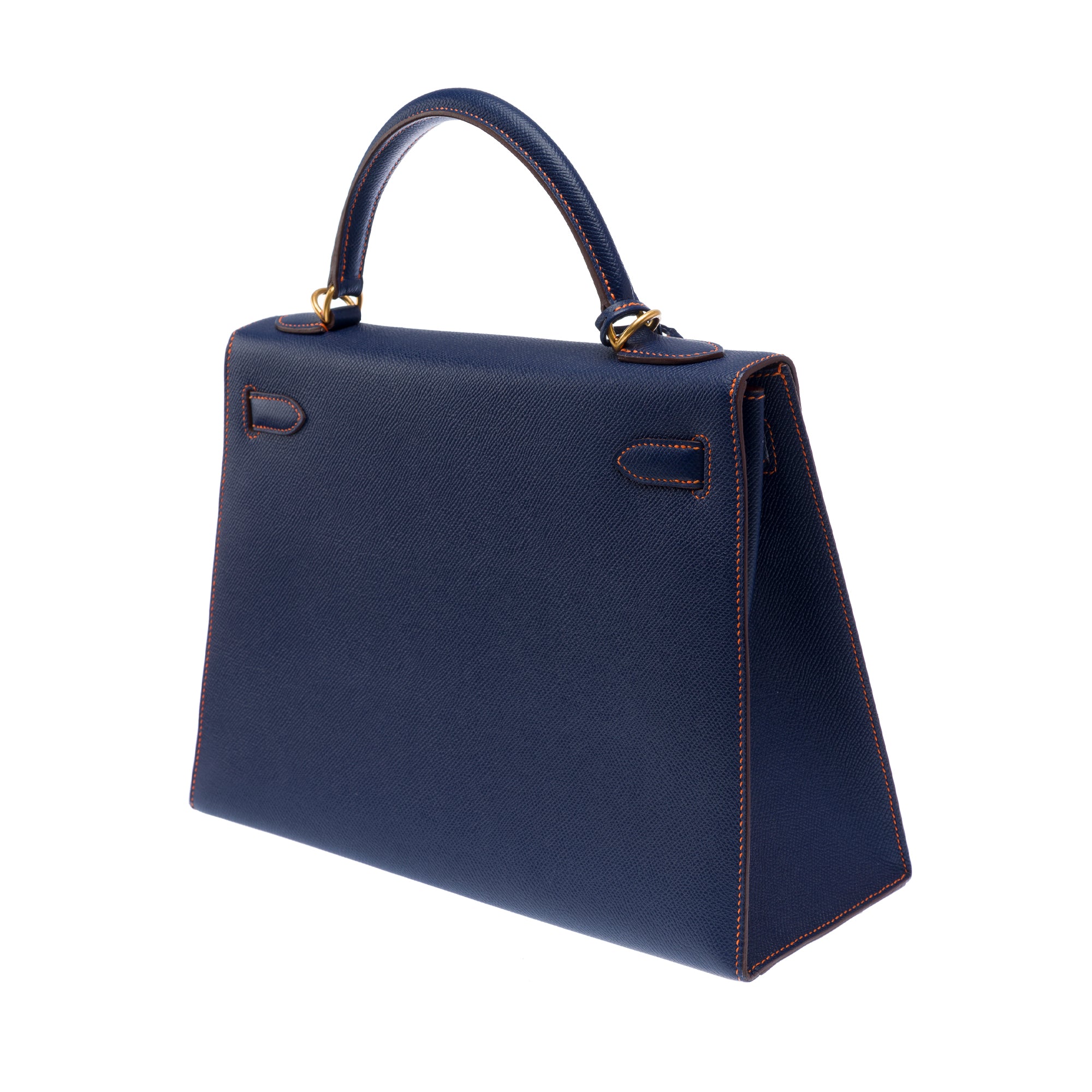Sac HERMES Kelly 32 en Cuir Bleu - 103430