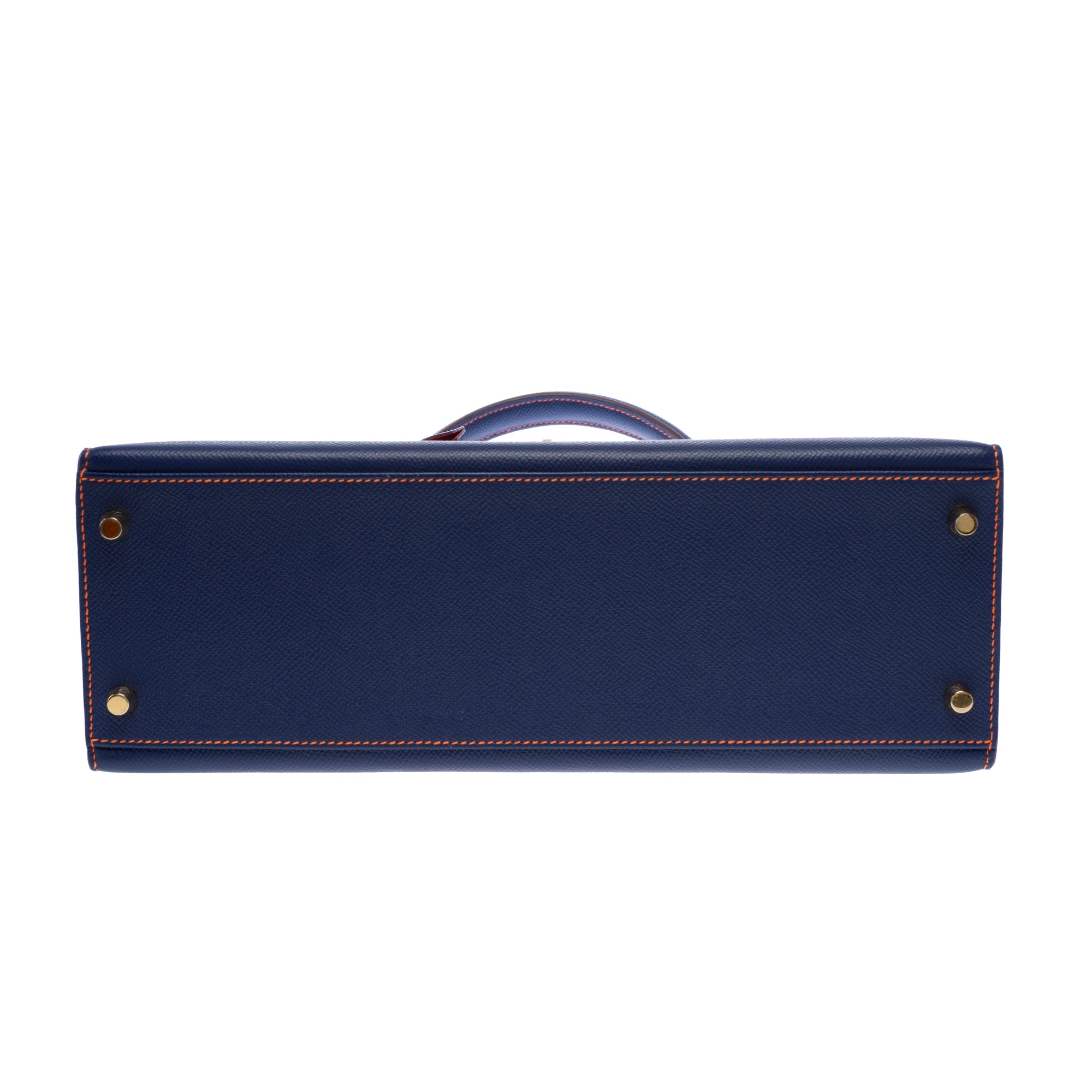 Sac HERMES Kelly 32 en Cuir Bleu - 103430