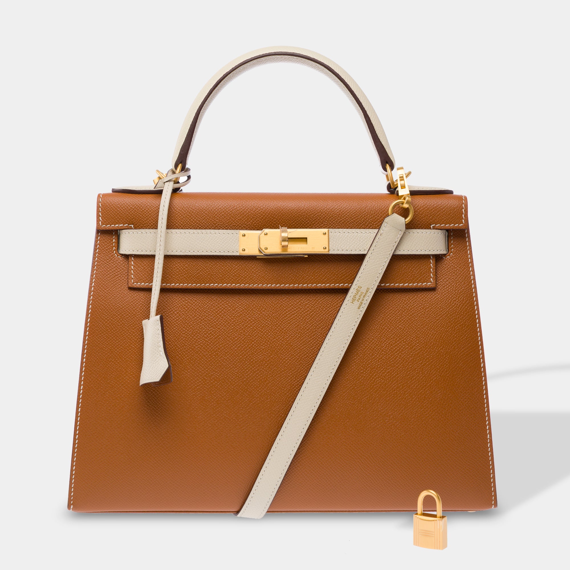 Sac HERMES Kelly 28 en Cuir Doré - 103452