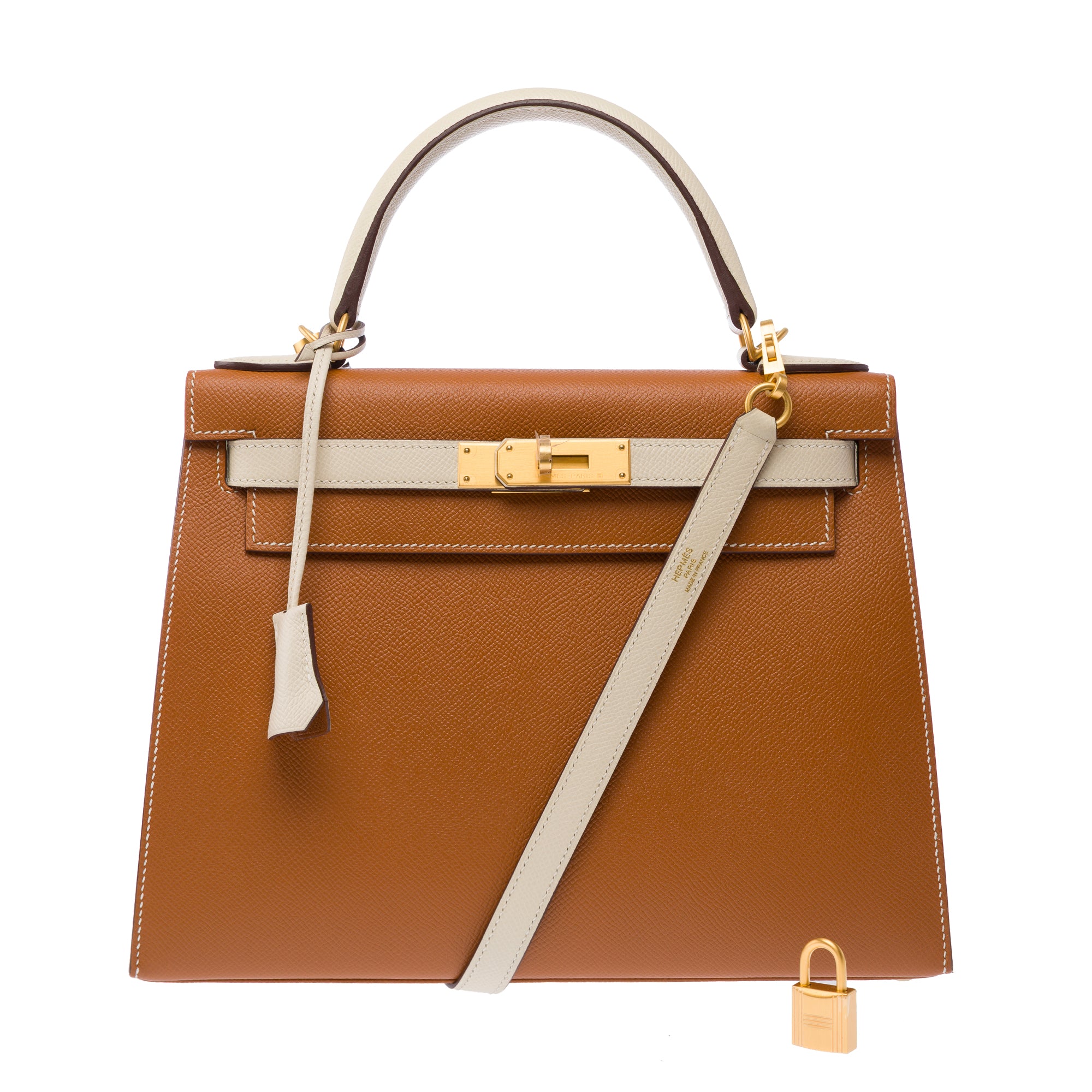Sac HERMES Kelly 28 en Cuir Doré - 103452