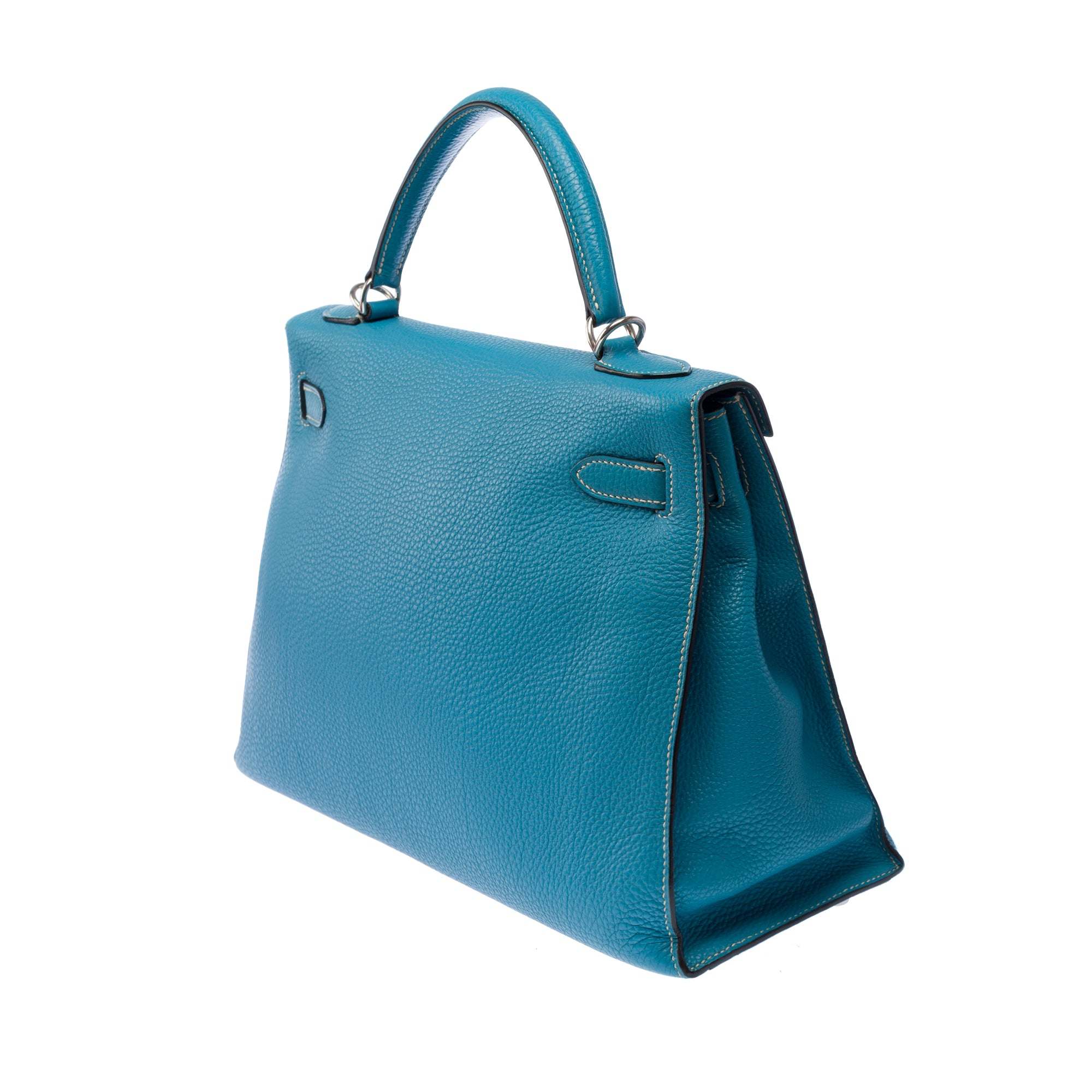 Sac HERMES Kelly 32 en Cuir Bleu - 103442