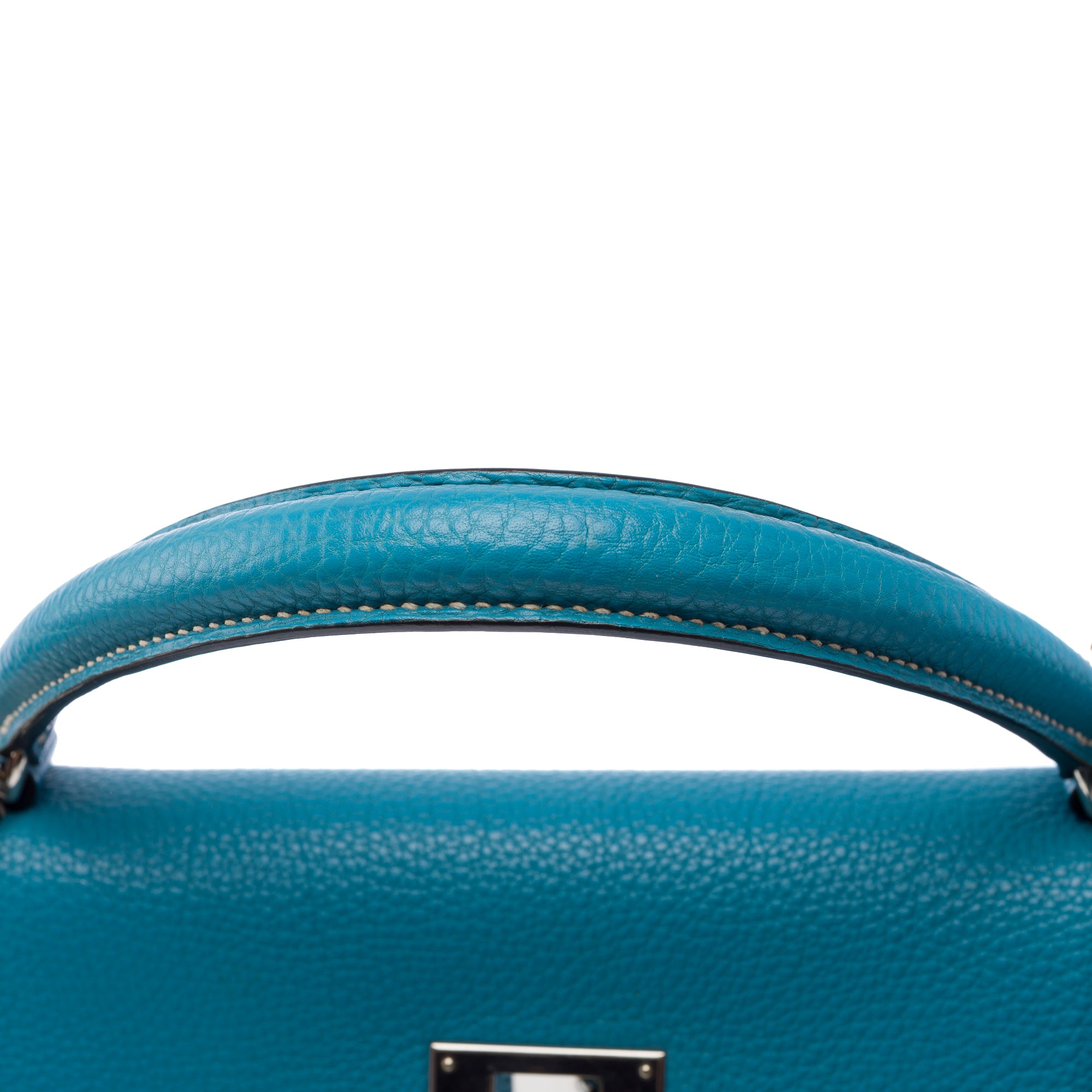 Sac HERMES Kelly 32 en Cuir Bleu - 103442