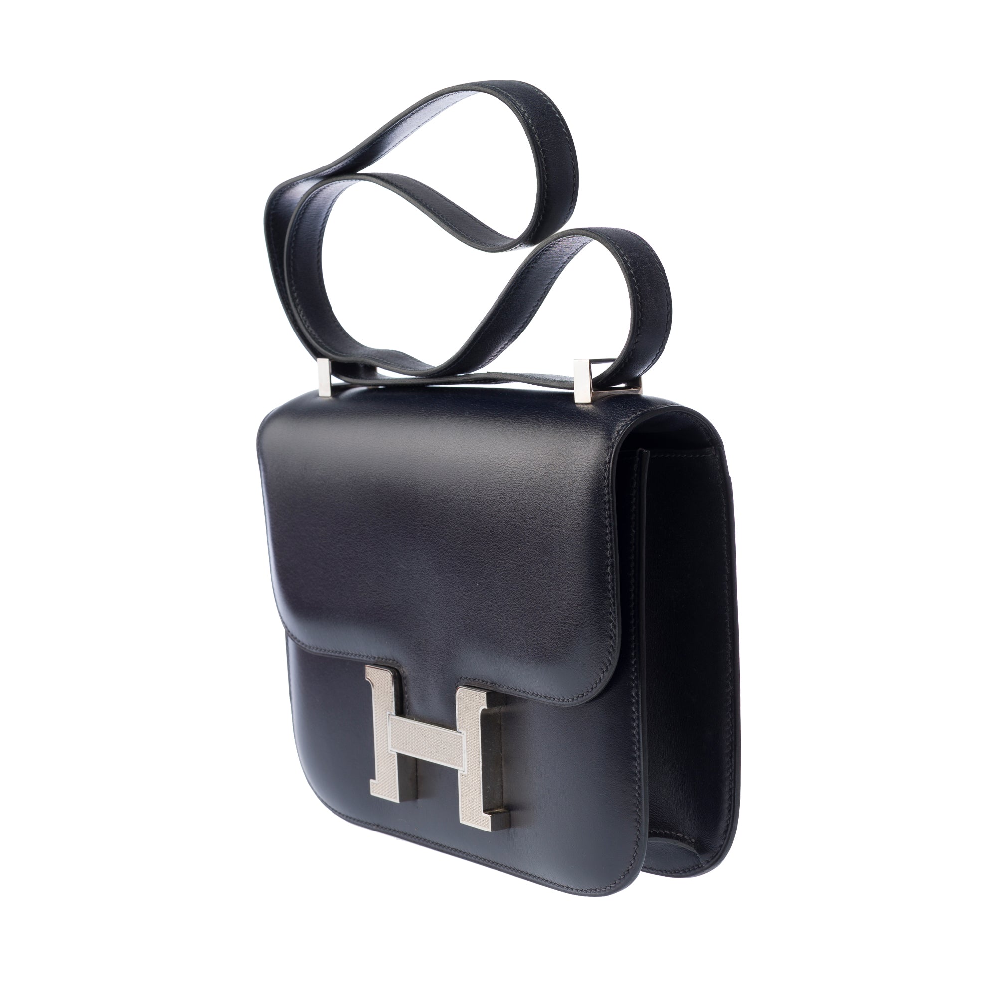 Sac HERMES Constance en Cuir Bleu Marine - 103443