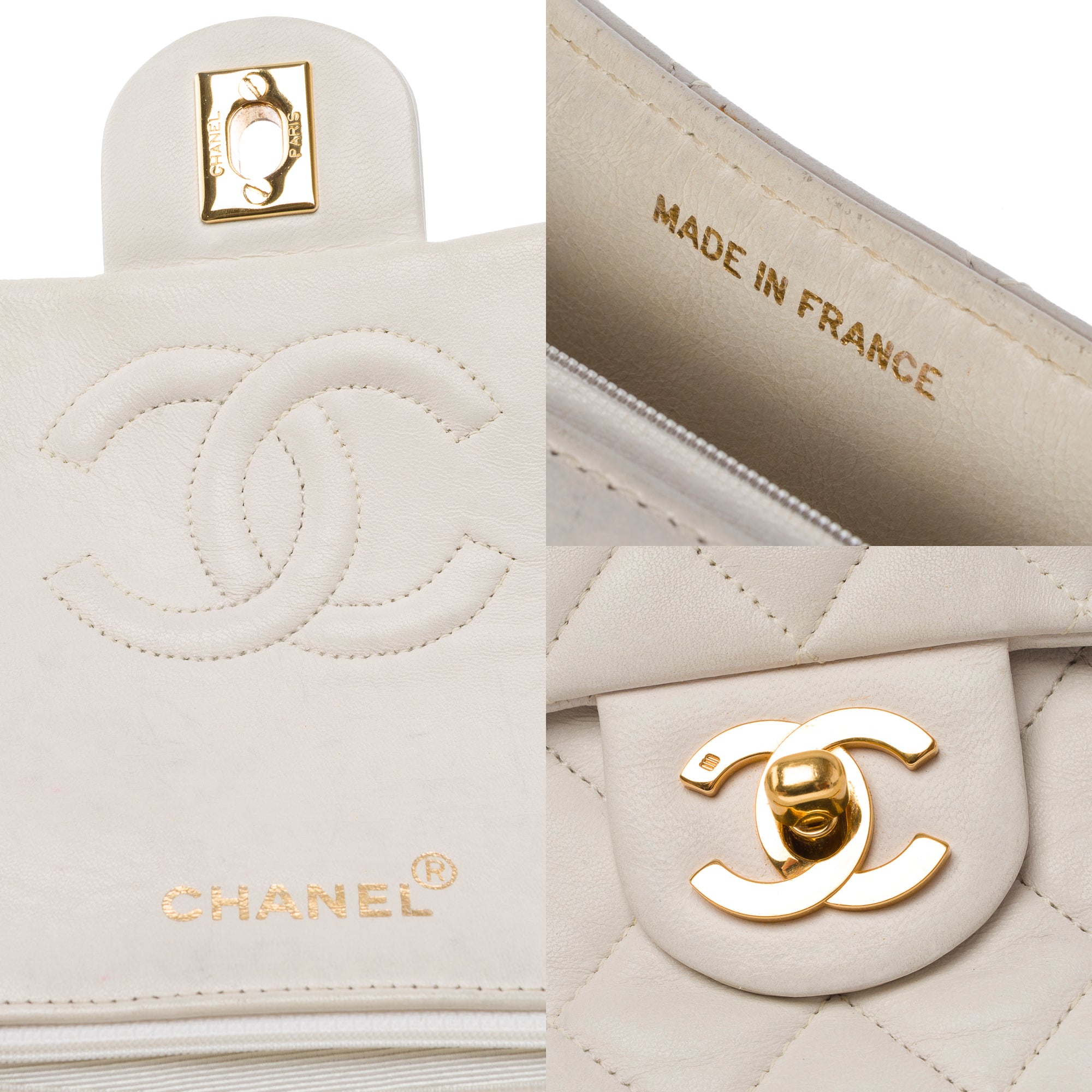 Sac CHANEL Timeless/Classique en Cuir Blanc - 103455