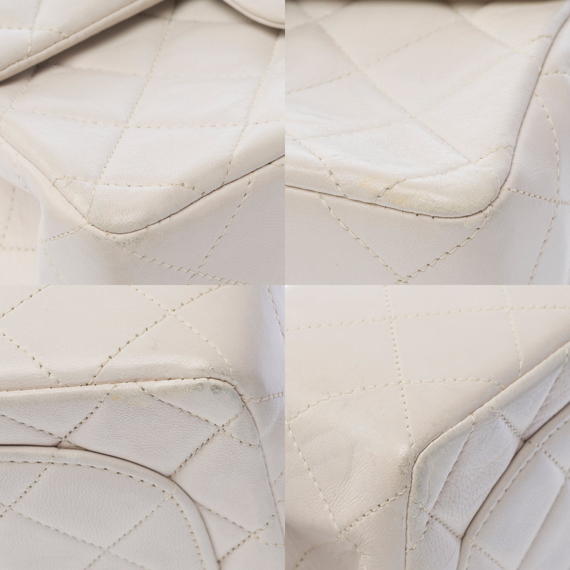 Sac CHANEL Timeless/Classique en Cuir Blanc - 103455