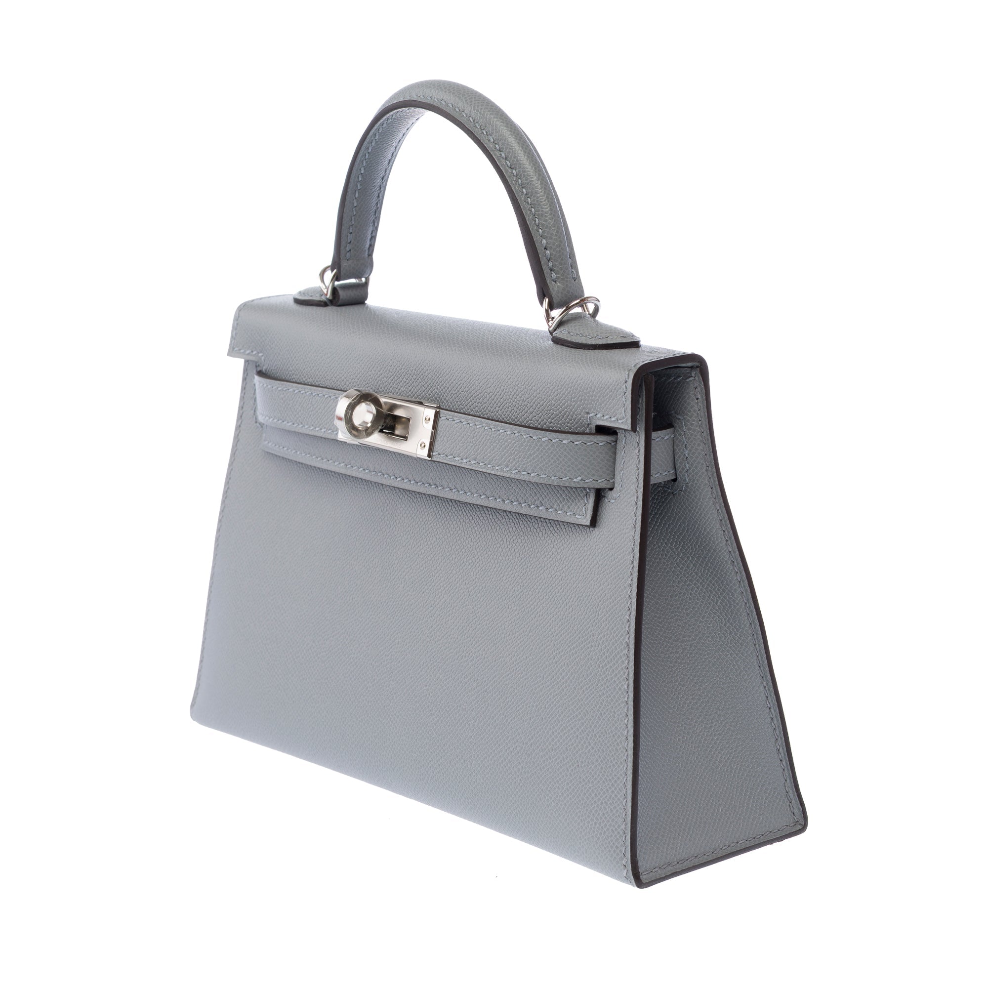 Sac HERMES Kelly Mini en Cuir Gris - 103477
