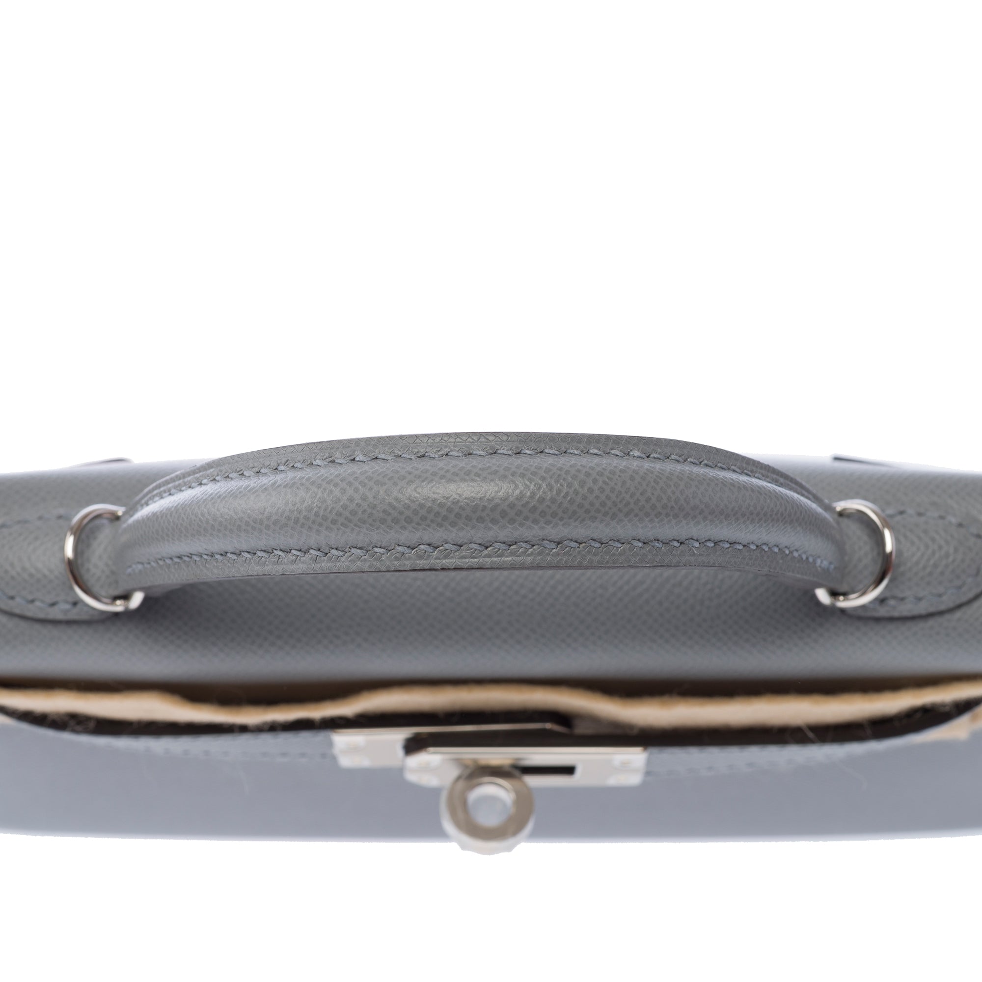 Sac HERMES Kelly Mini en Cuir Gris - 103477