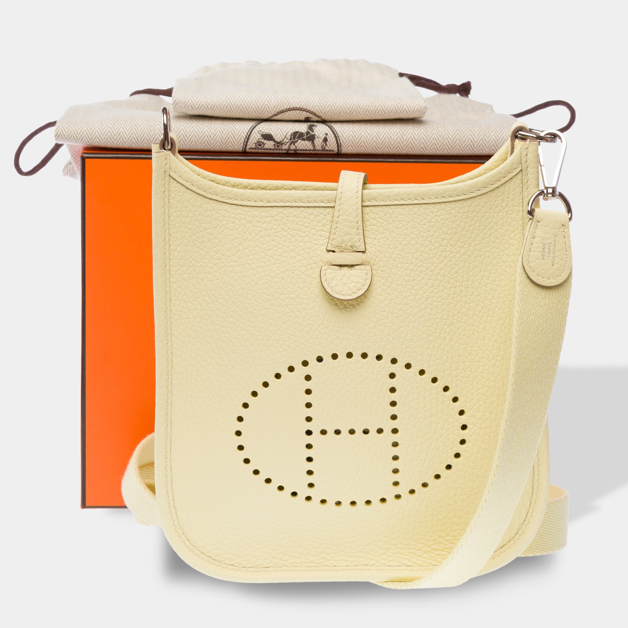 Sac HERMES Mini Evelyne en Cuir Jaune - 103473