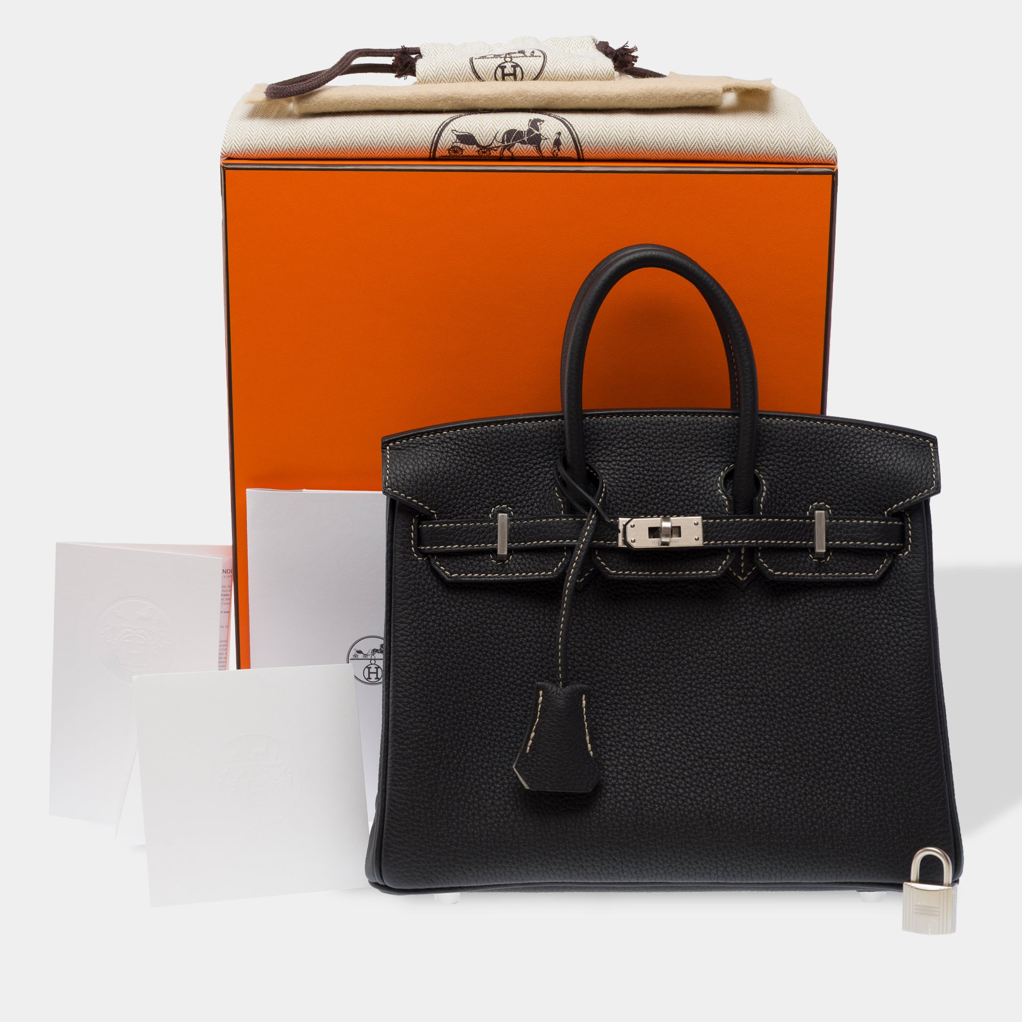 Sac HERMES Birkin 25 en Cuir Noir - 103470
