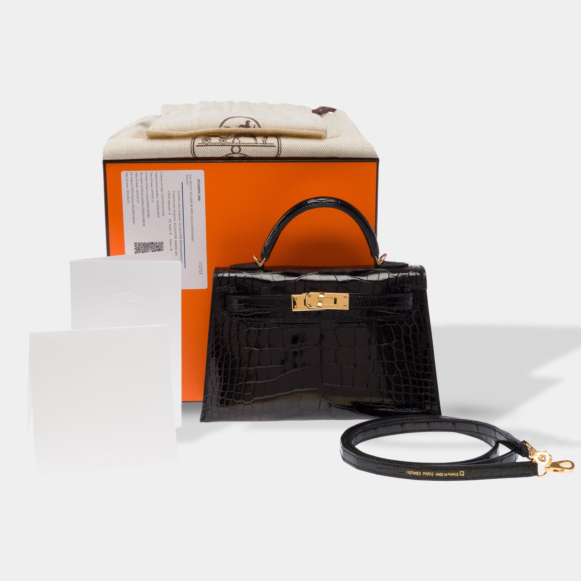 Sac HERMES Kelly Mini en Cuirs exotiques Noir - 103471