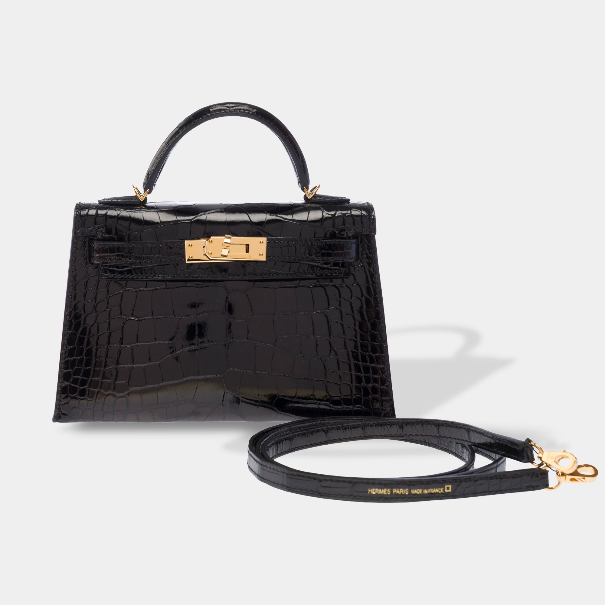 Sac HERMES Kelly Mini en Cuirs exotiques Noir - 103471