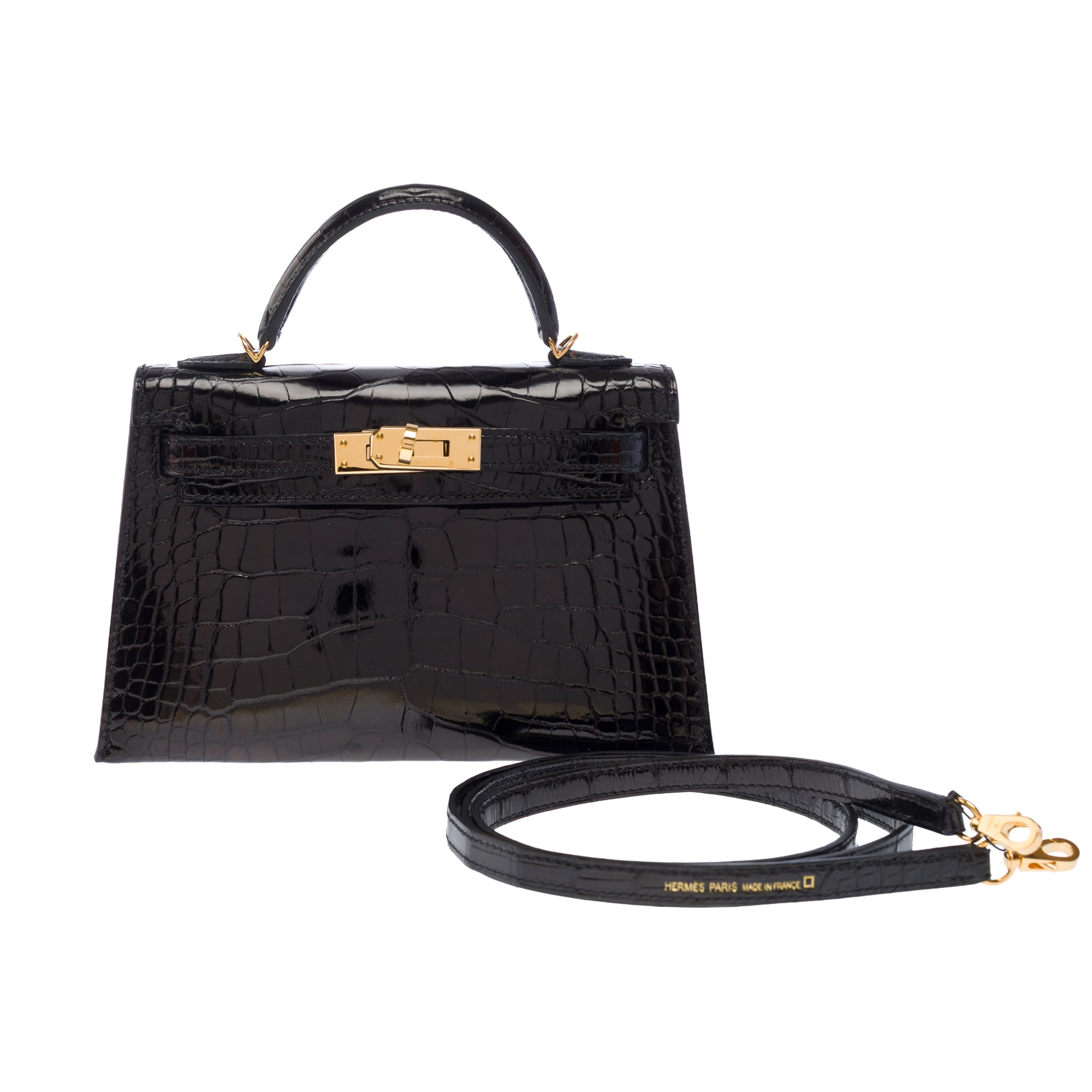 Sac HERMES Kelly Mini en Cuirs exotiques Noir - 103471