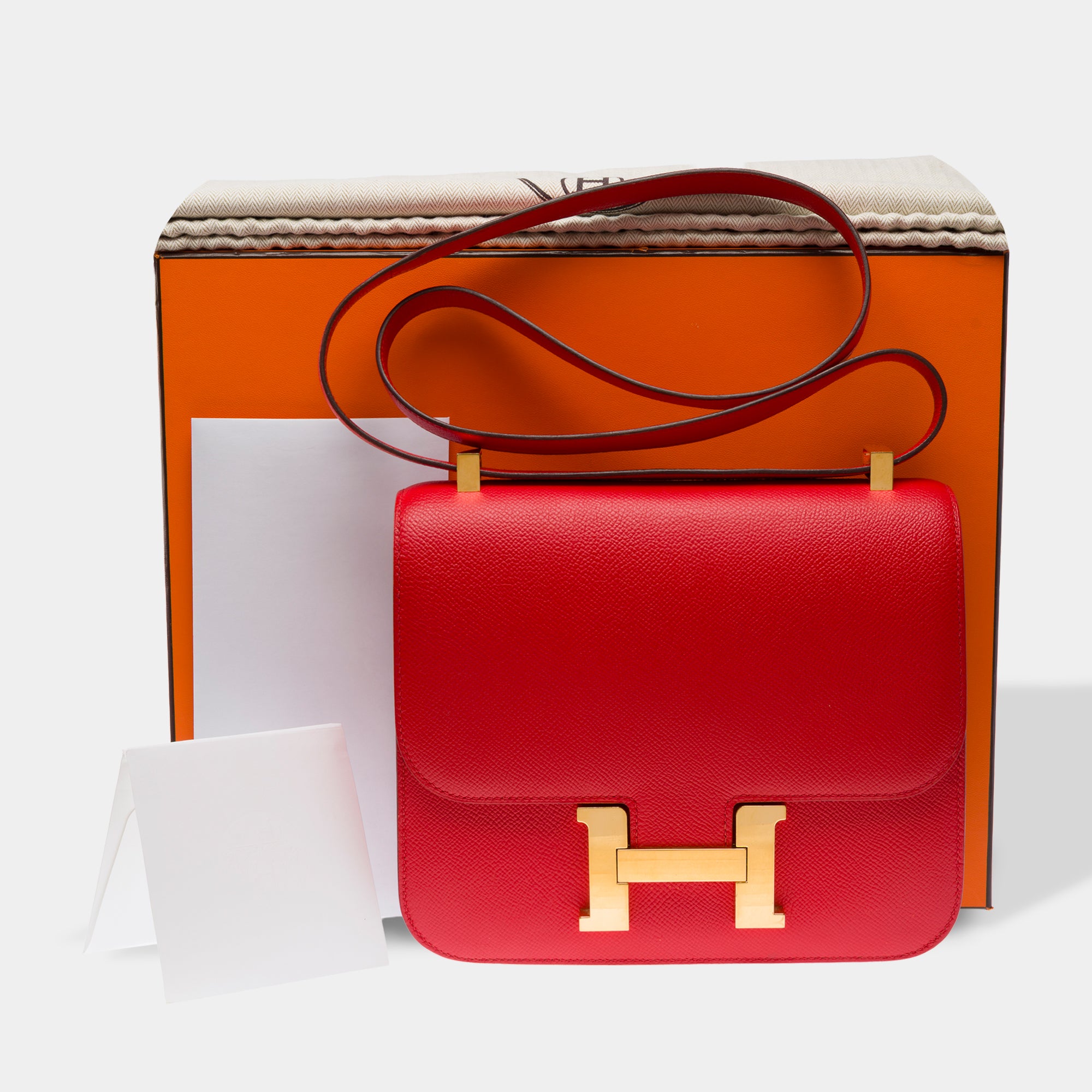 Sac HERMES Constance en Cuir Rouge - 103476