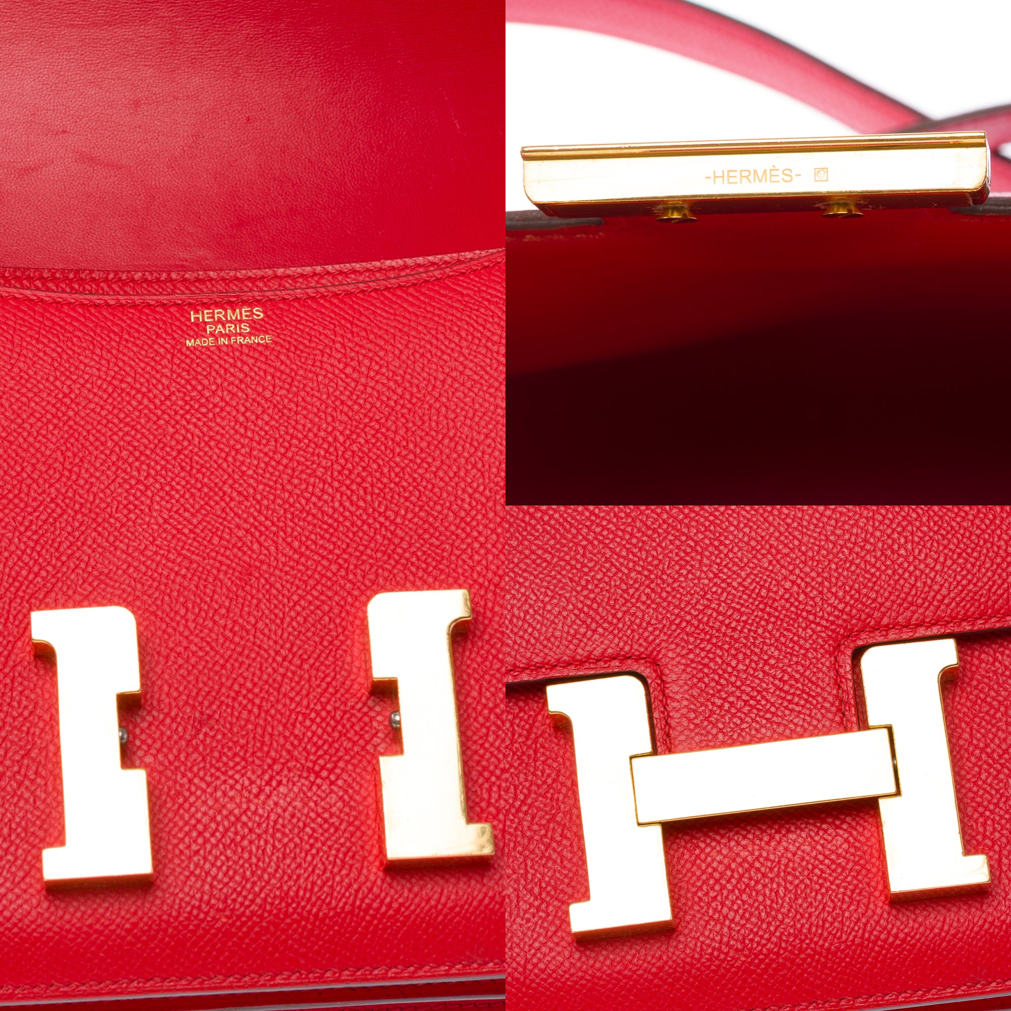 Sac HERMES Constance en Cuir Rouge - 103476