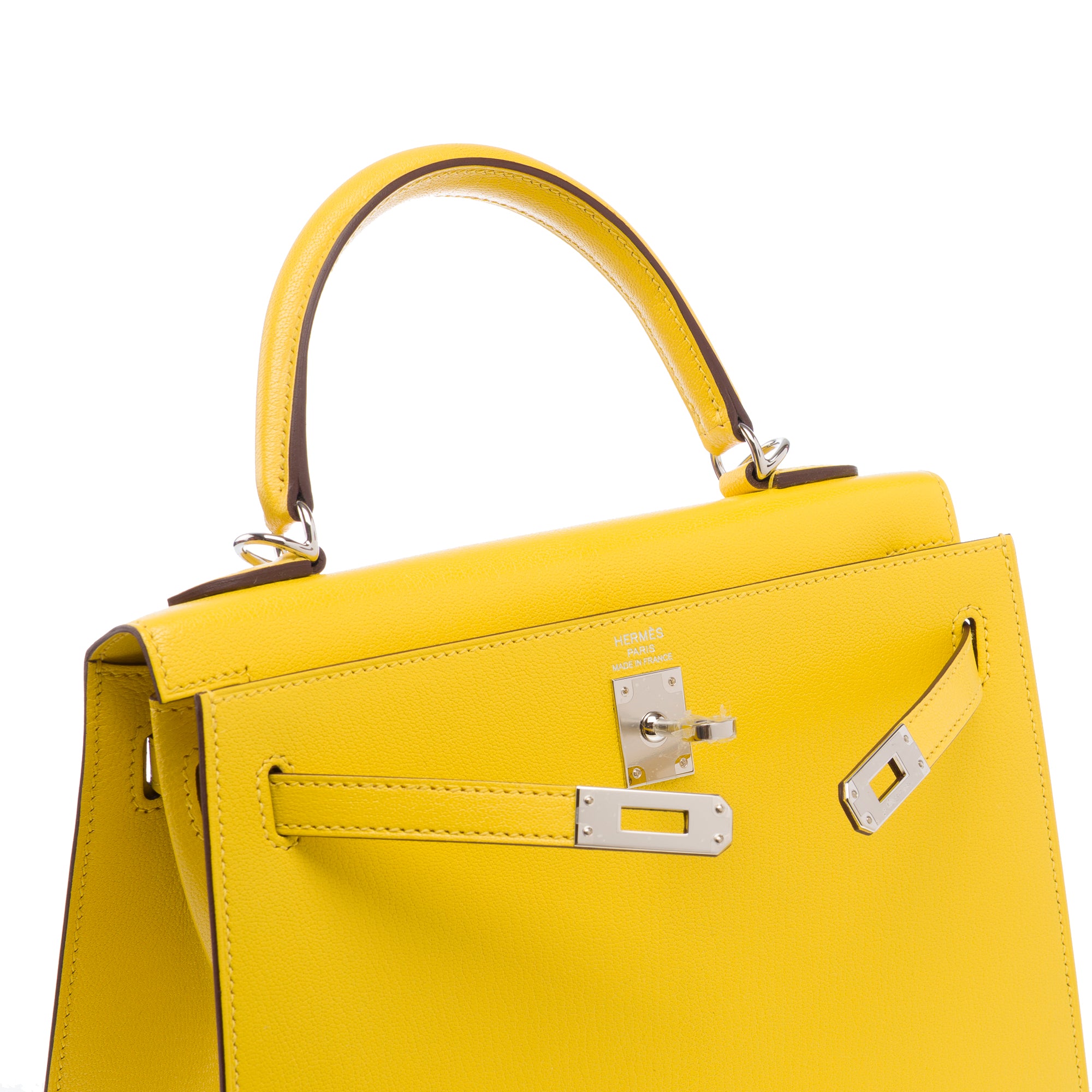 Sac HERMES Kelly 25 en Cuir Jaune - 103488