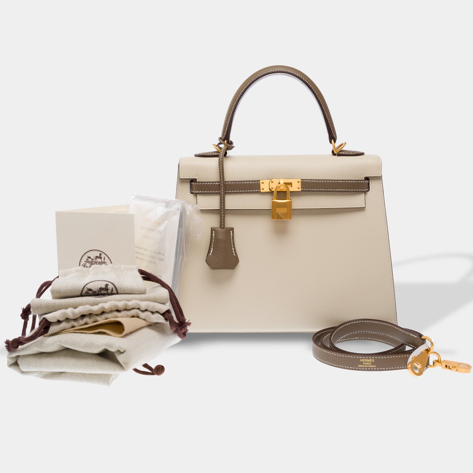 Sac HERMES Kelly 25 en Cuir Blanc - 103494