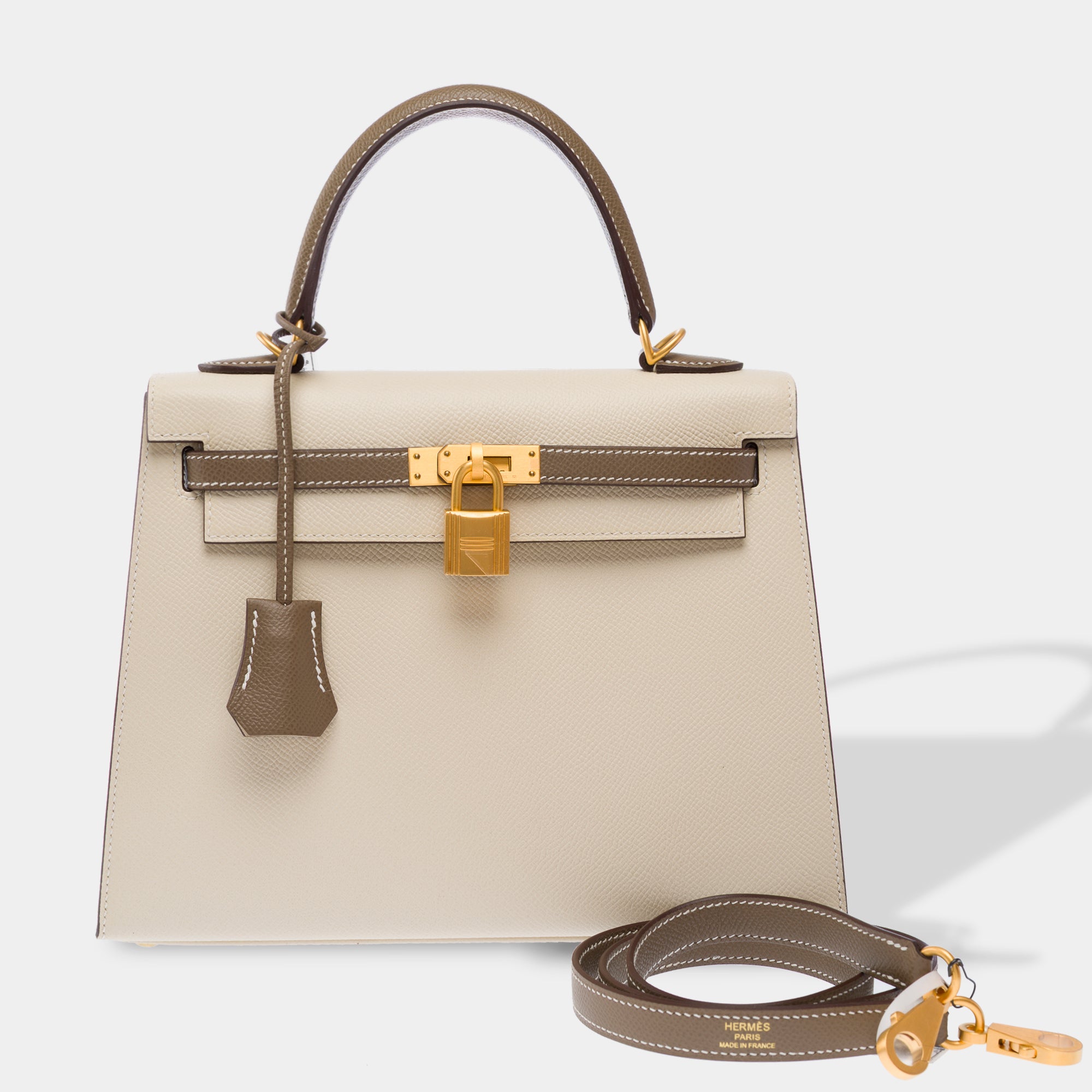 Sac HERMES Kelly 25 en Cuir Blanc - 103494