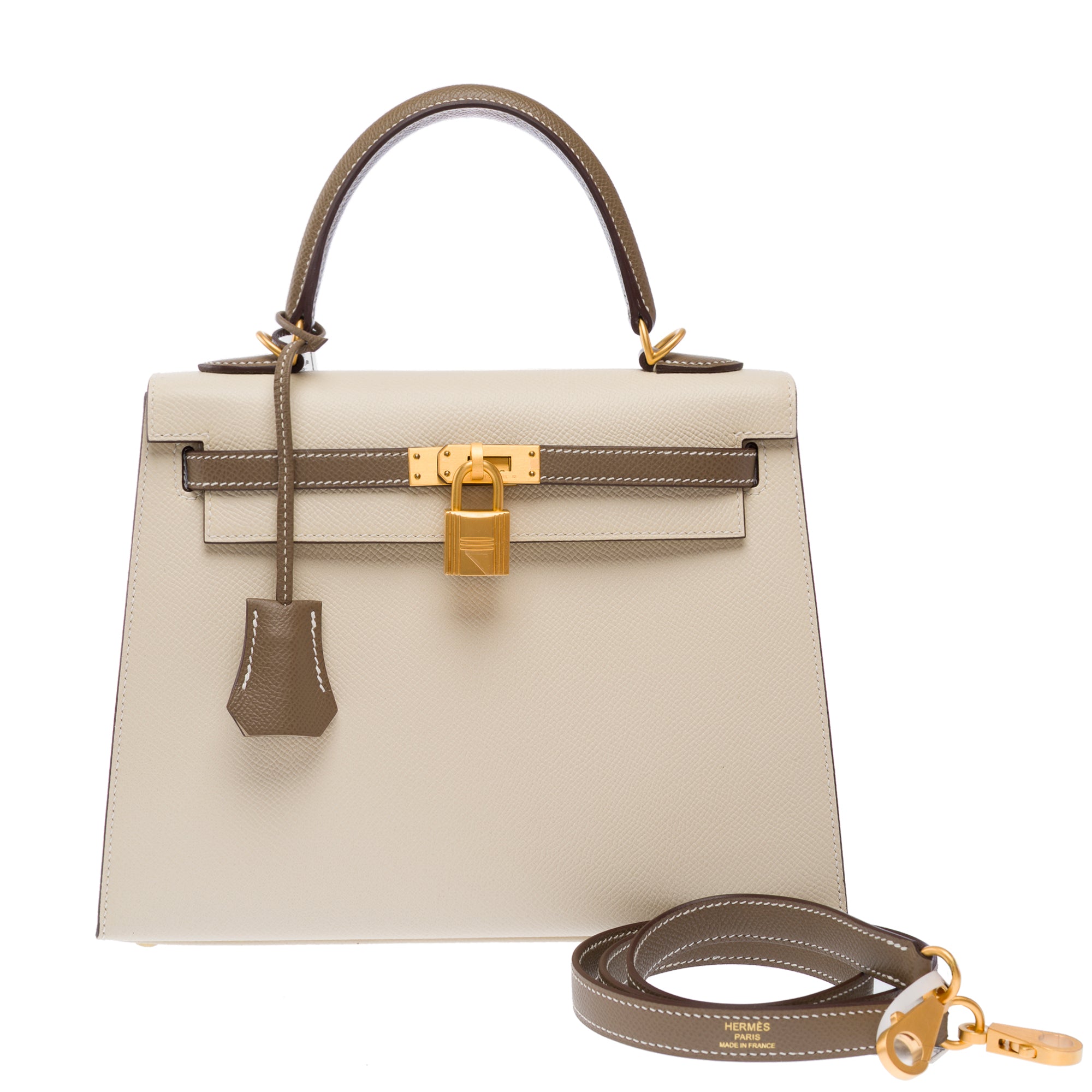 Sac HERMES Kelly 25 en Cuir Blanc - 103494