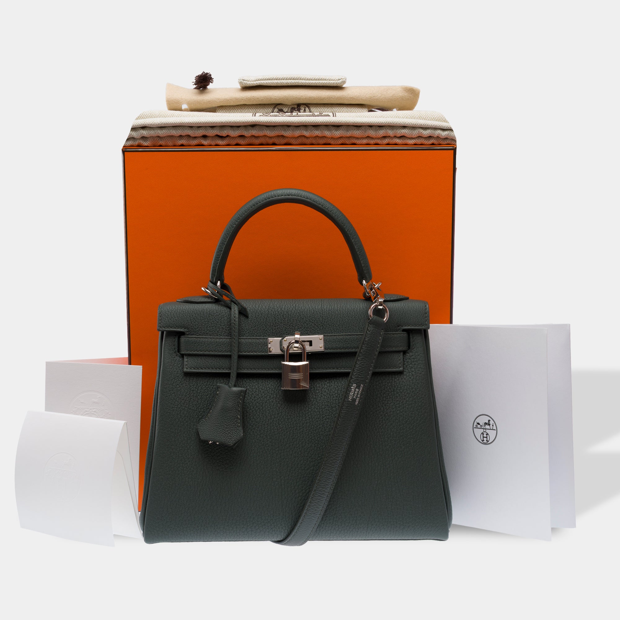 Sac HERMES Kelly 25 en Cuir Vert - 103493