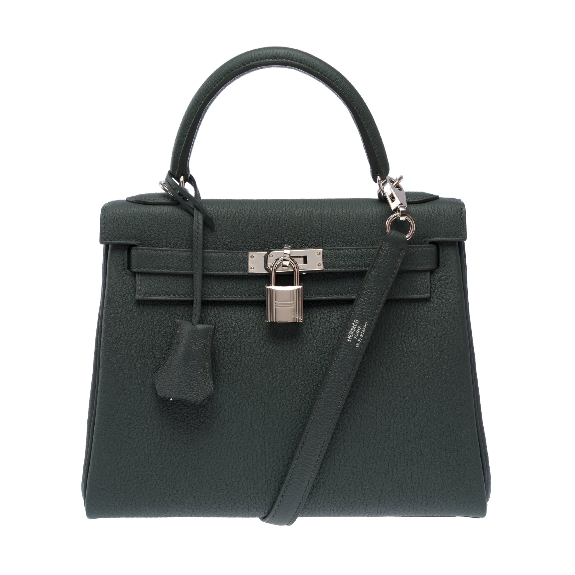 Sac HERMES Kelly 25 en Cuir Vert - 103493