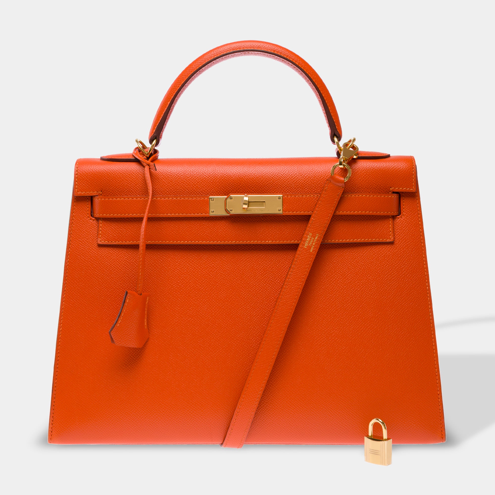 Sac HERMES Kelly 32 en Cuir Orange - 103499
