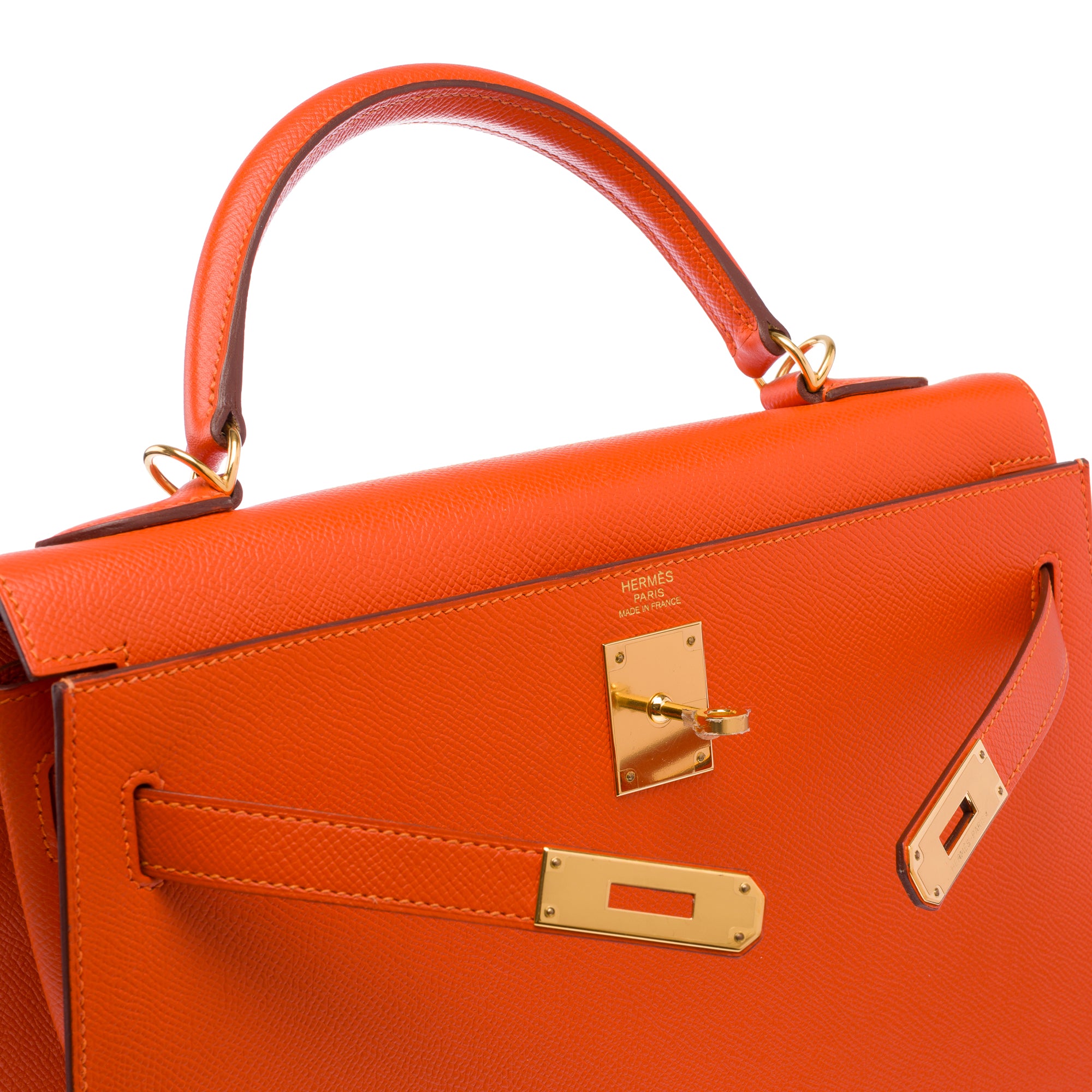 Sac HERMES Kelly 32 en Cuir Orange - 103499