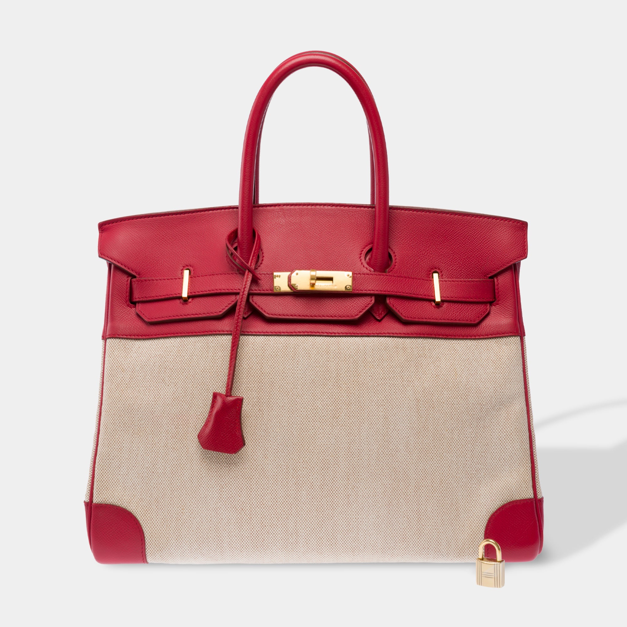 Sac HERMES Birkin 35 en Toile Rose - 103501
