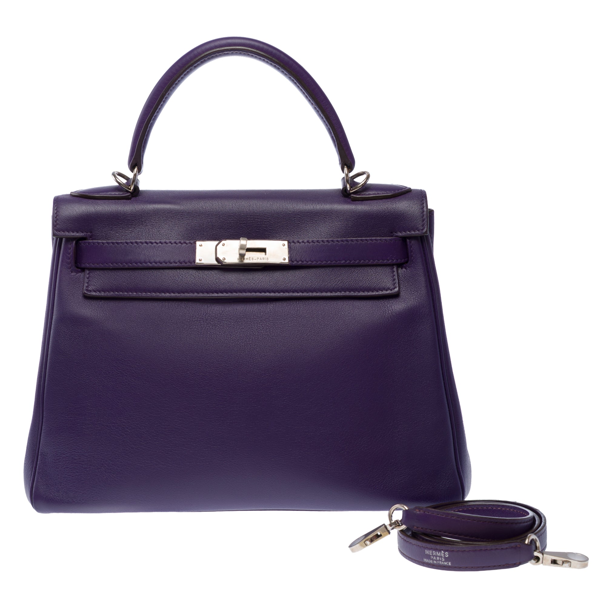 Sac HERMES Kelly 28 en Cuir Violet - 103502