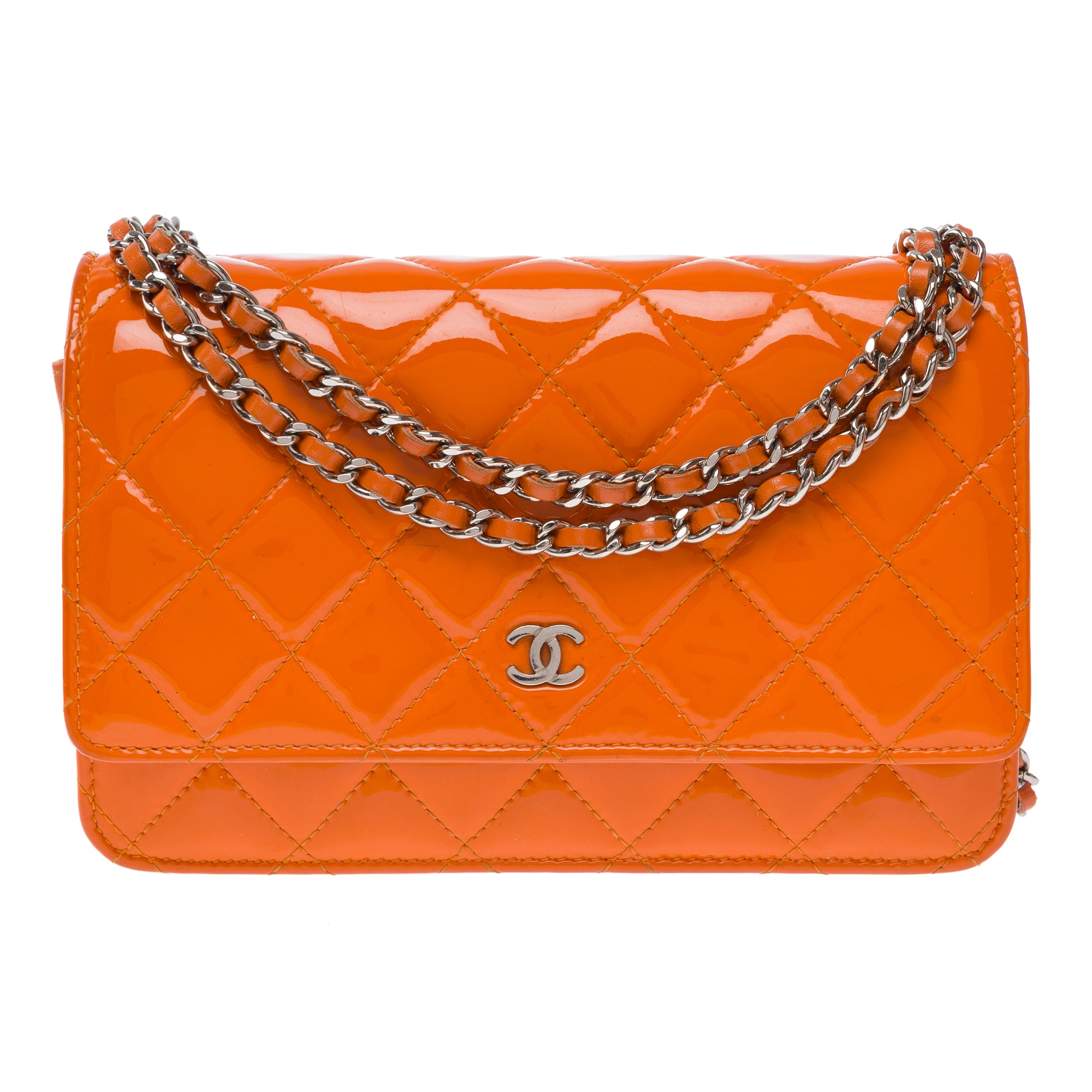 Sac CHANEL Wallet on Chain en Cuir Orange - 103544