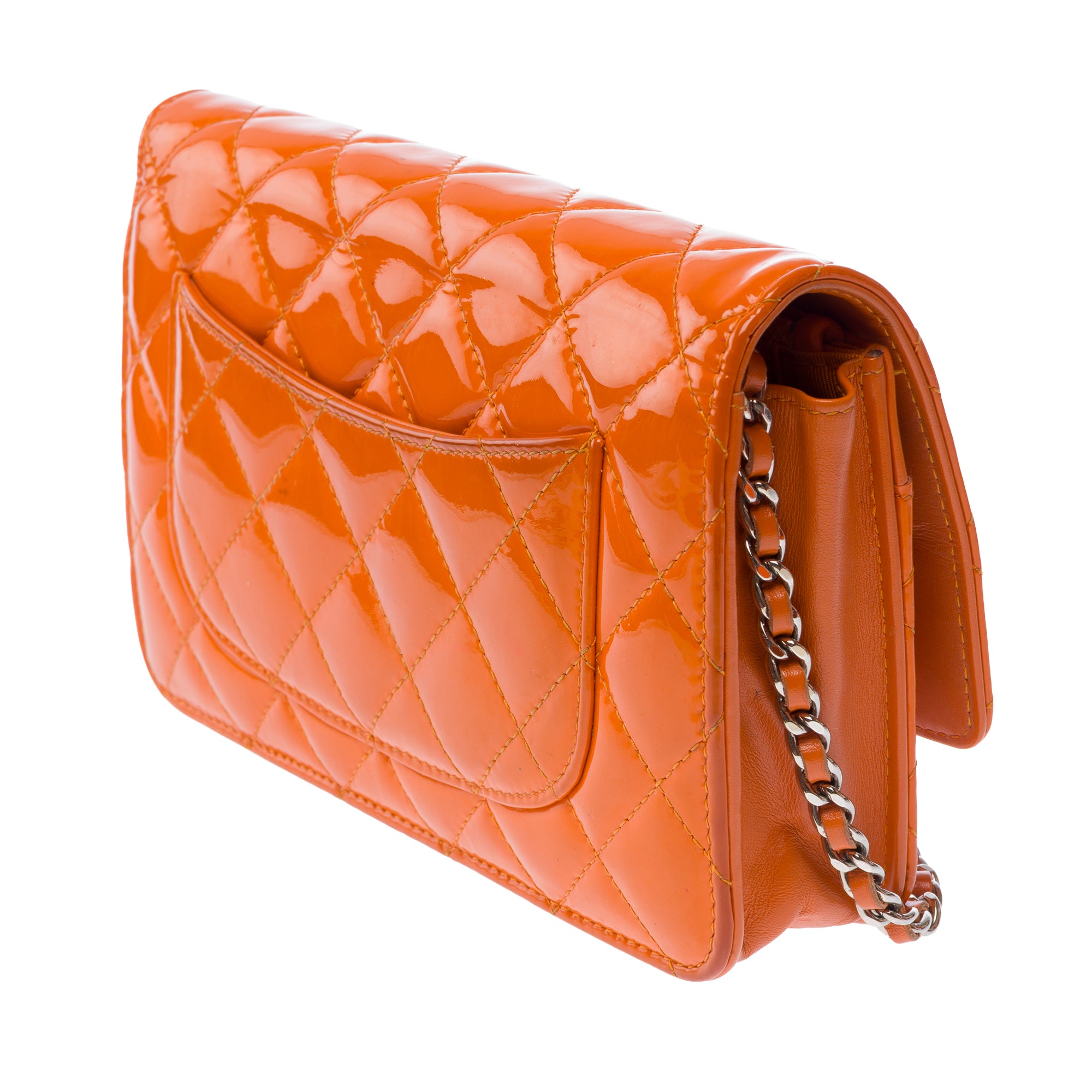 Sac CHANEL Wallet on Chain en Cuir Orange - 103544