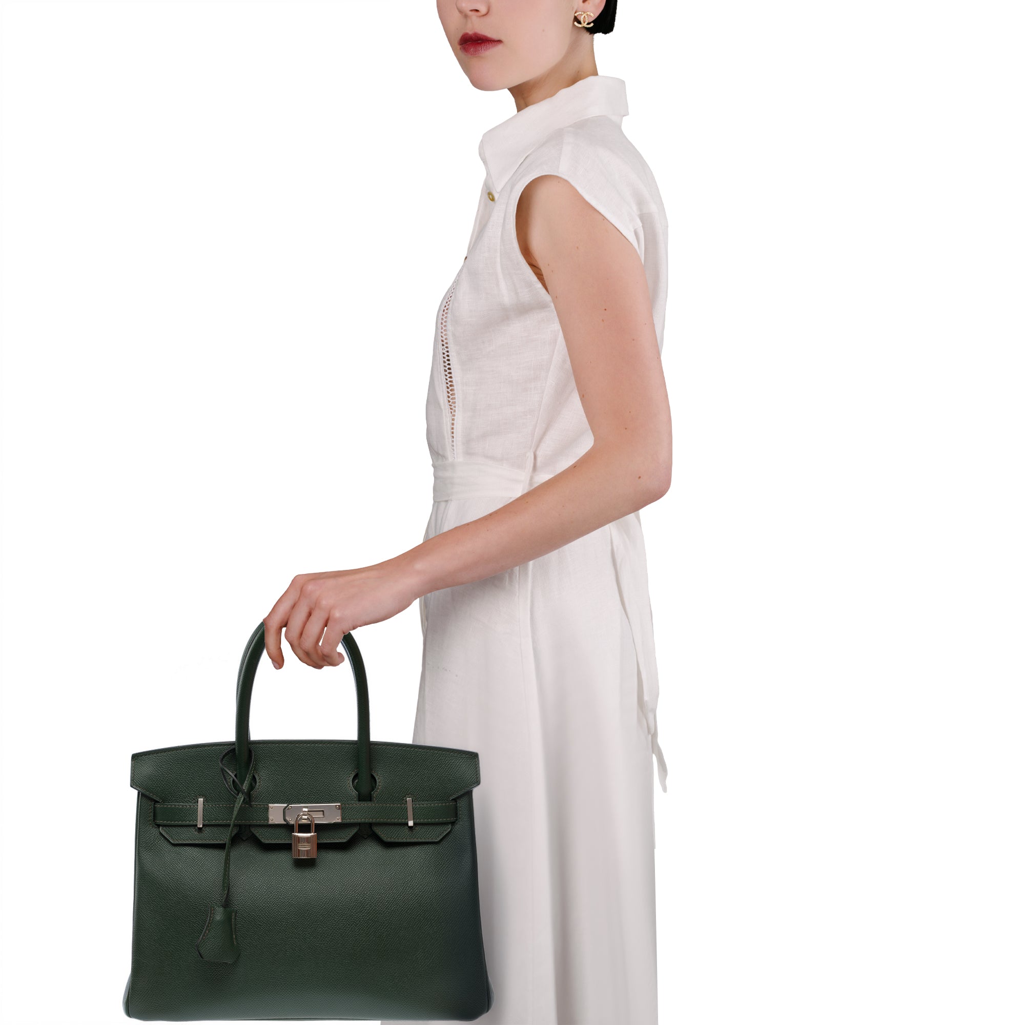 Sac HERMES Birkin 30 en Cuir Vert - 103577