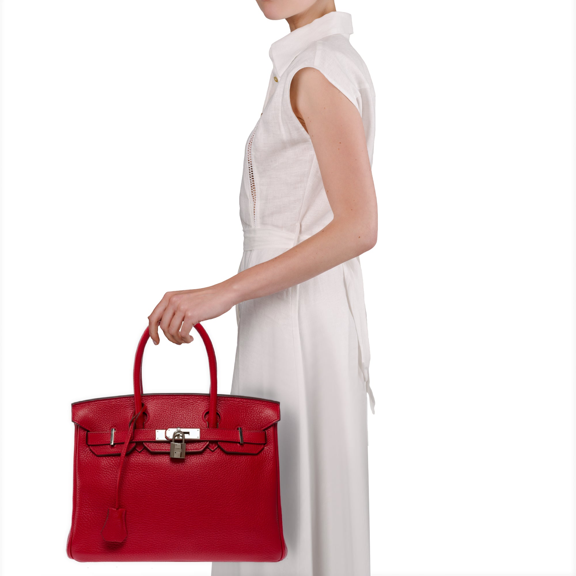 Sac HERMES Birkin 30 en Cuir Rouge - 103556