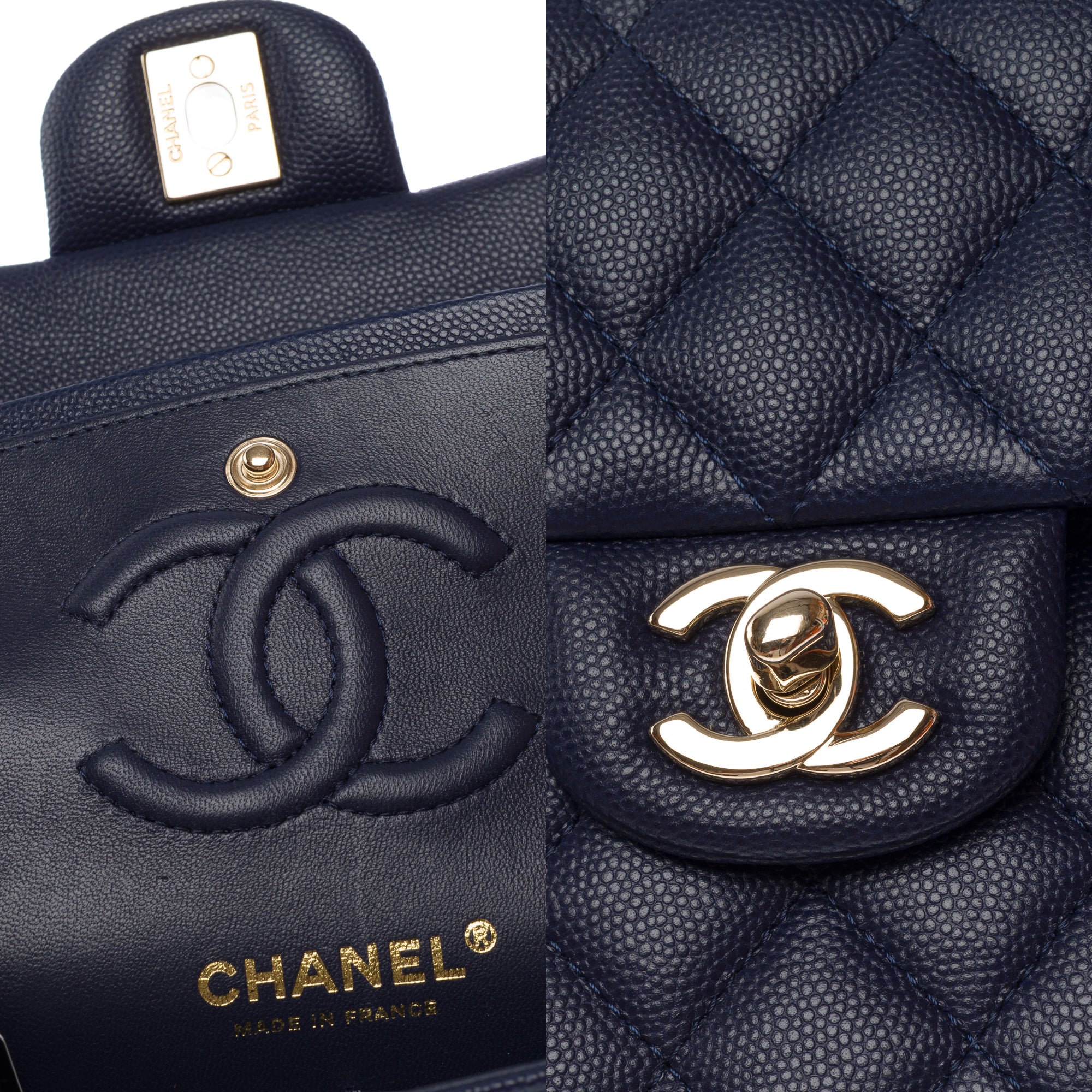 Sac CHANEL Timeless/Classique en Cuir Bleu Marine - 103554