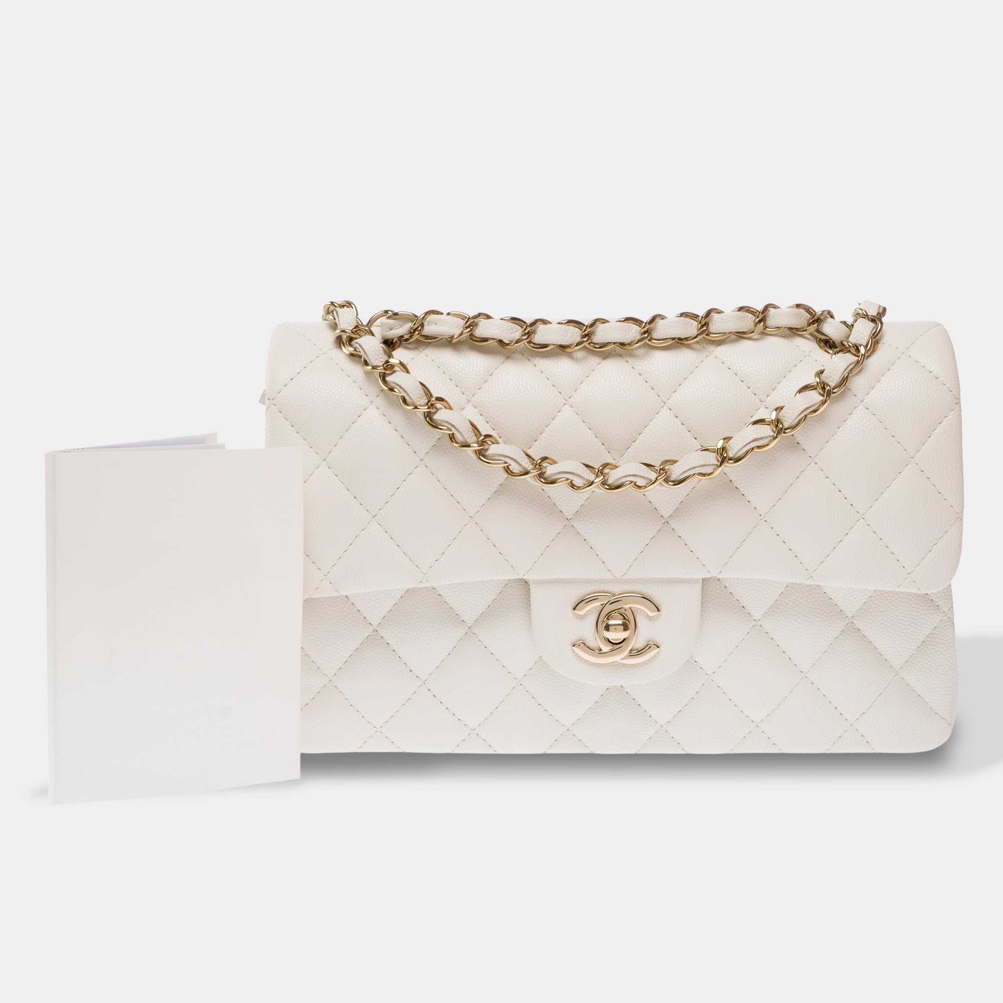 Sac CHANEL Timeless/Classique en Cuir Blanc - 103553