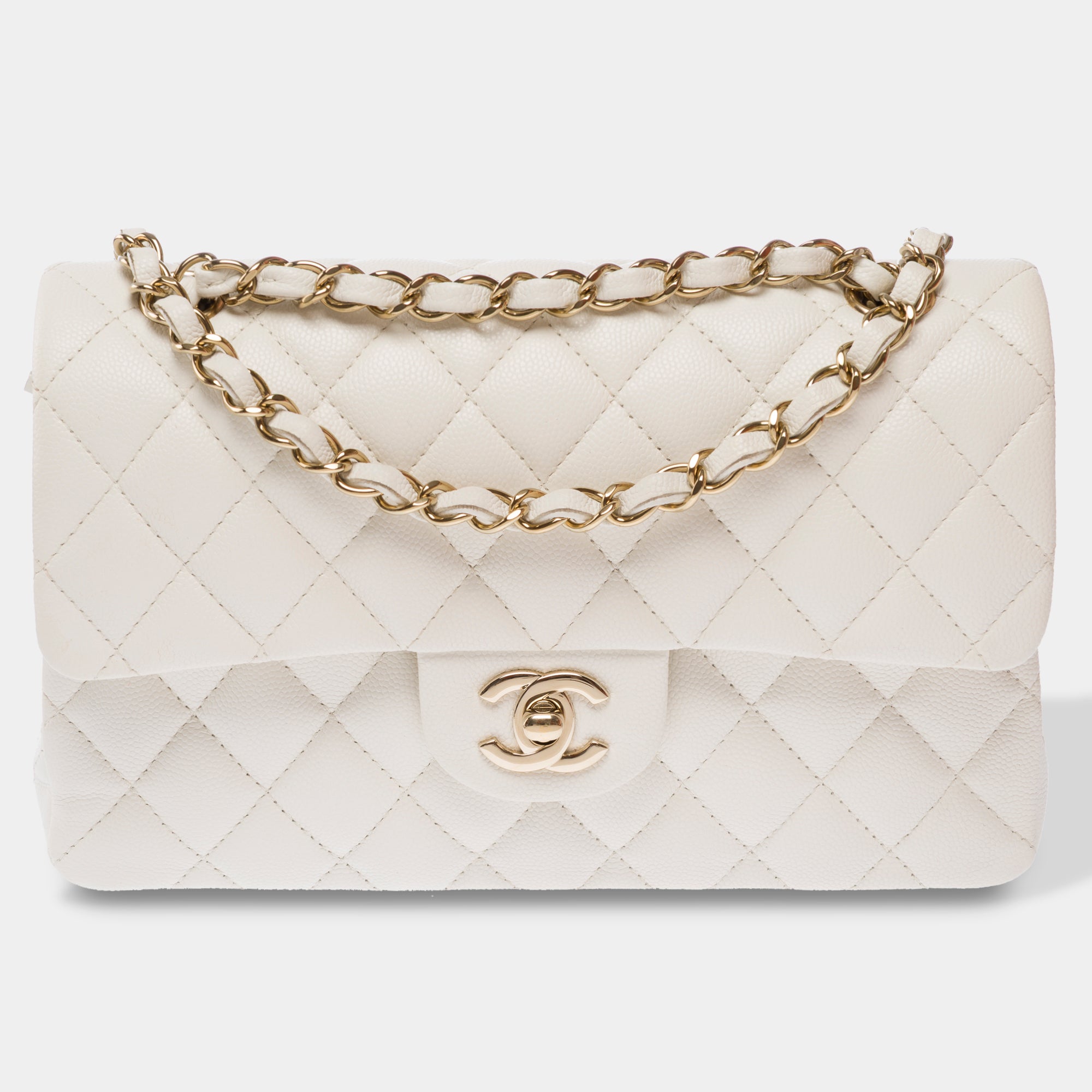 Sac CHANEL Timeless/Classique en Cuir Blanc - 103553