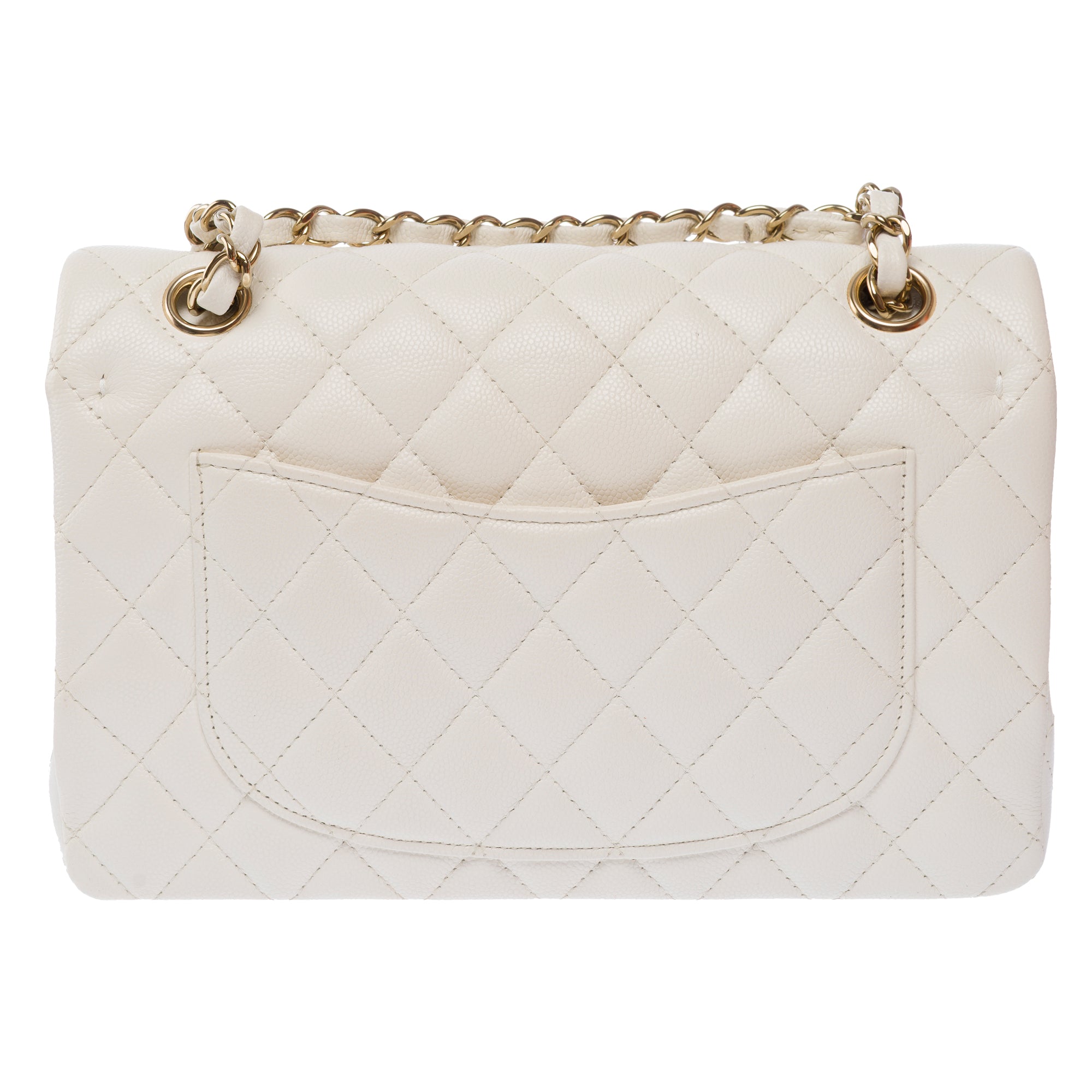 Sac CHANEL Timeless/Classique en Cuir Blanc - 103553